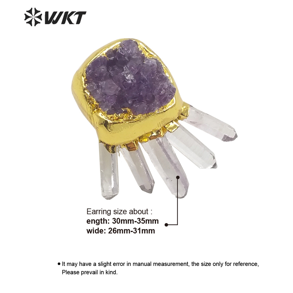 WT-E650 Wonderful Fashion Gold Electroplated Amethyst Stone Studs Earrings Women Beautiful Nice Earrings Charming and Cute