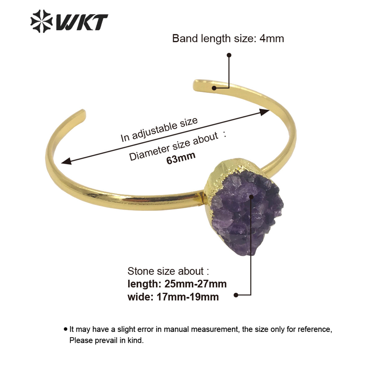 WT-B611 Druzy Amethyst Bangles French Vintage Style Yellow Brass 18k Gold Plated Bangles As Women Gift Natural Crystal Bangles