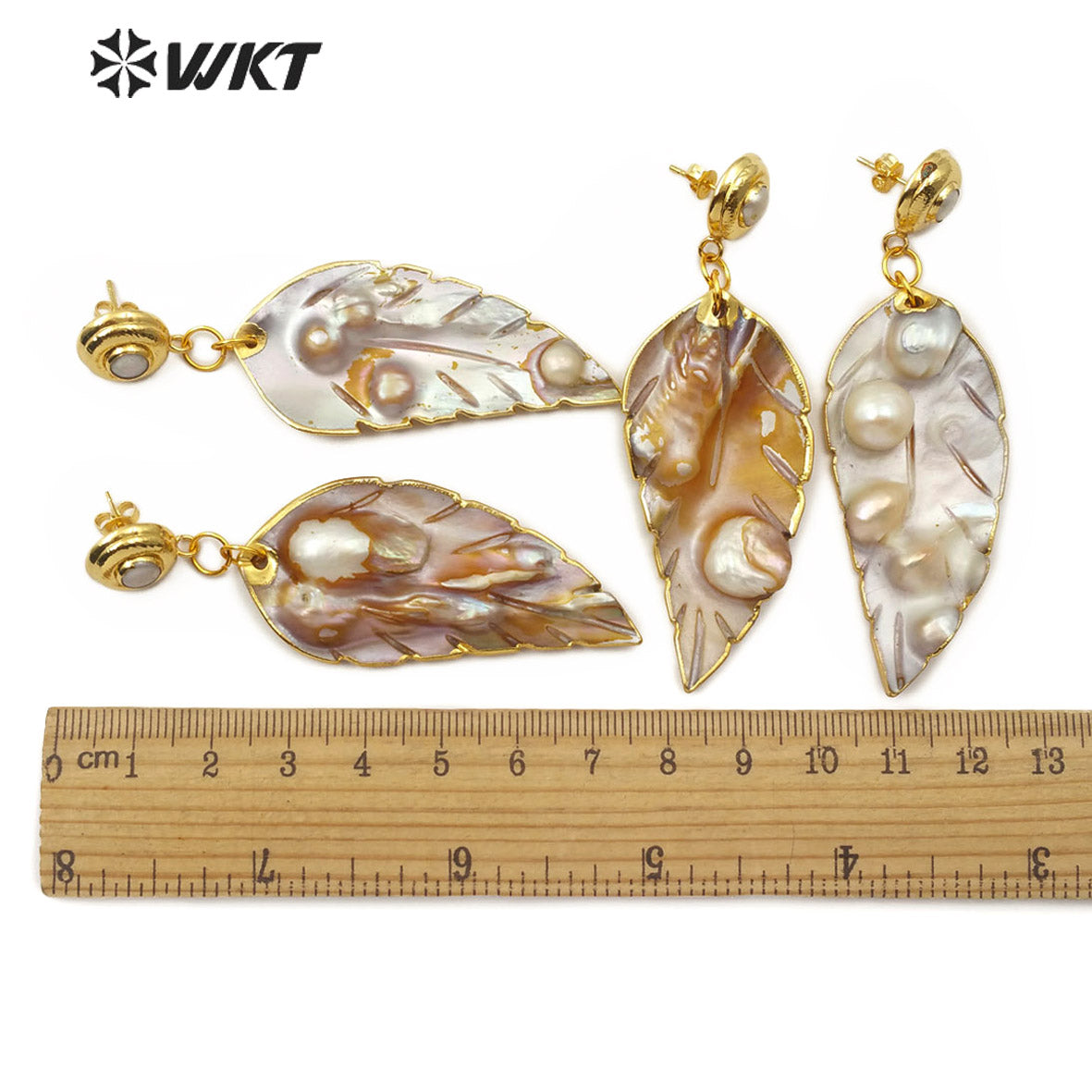 WT-E572 Newest Pearl Earrings Natural Mother of Pearl Earring With Gold Plated Trim Women Fashion Charm Jewelry