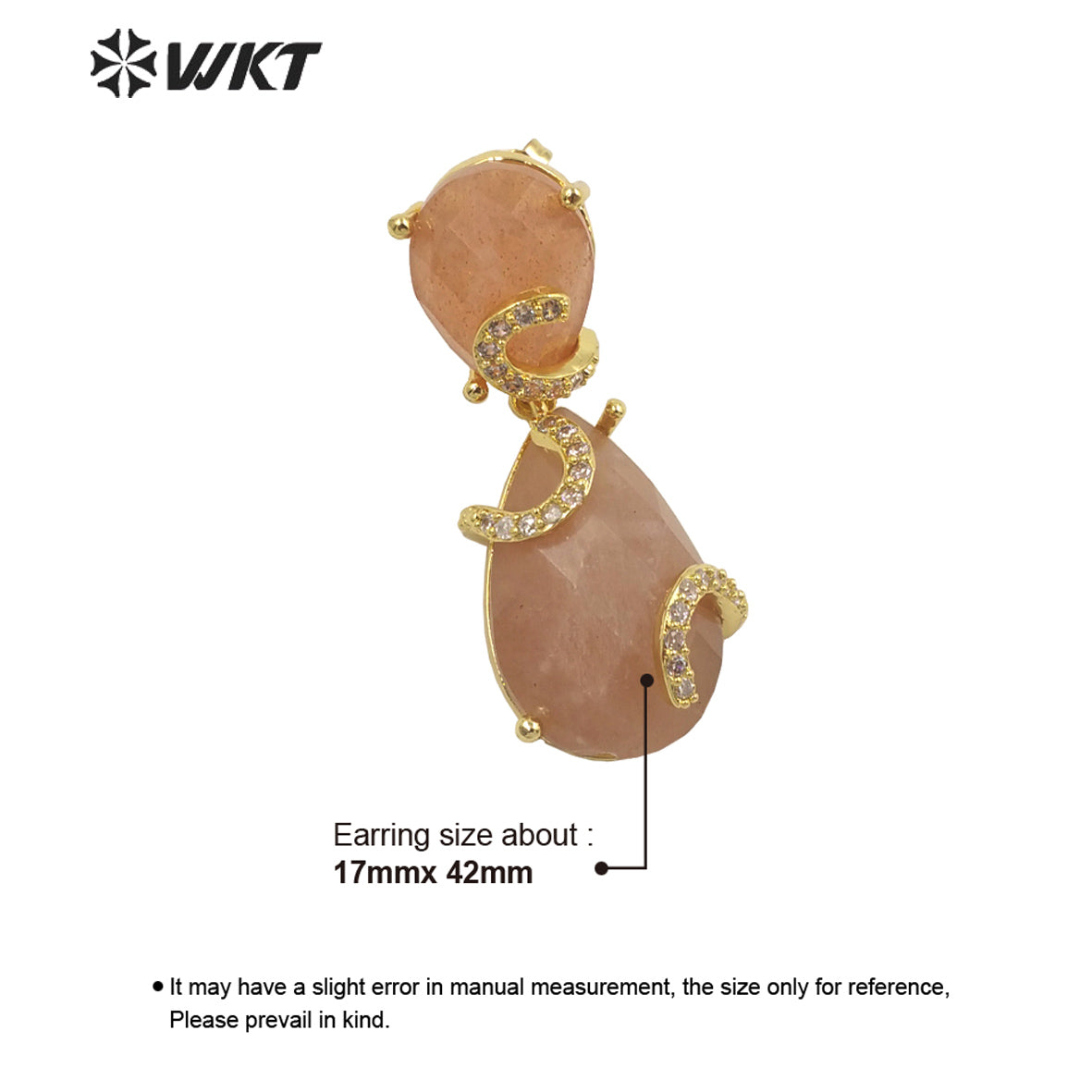 WT-E692 WKT New Design Colorful Spring Match Style Faceted Natural Stone Teardrop Earrings with Cubic Zircon Earrings for Party