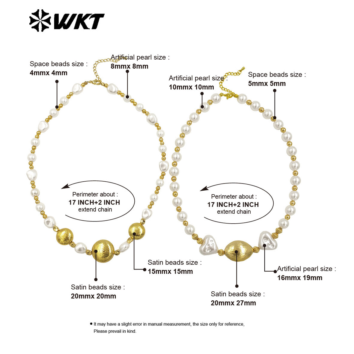 WT-JN291Wholesale Natural Brass and Artificial Pearl Round and Heart Shape Gold Silver Women Jewelry Necklace As Birthday Gift
