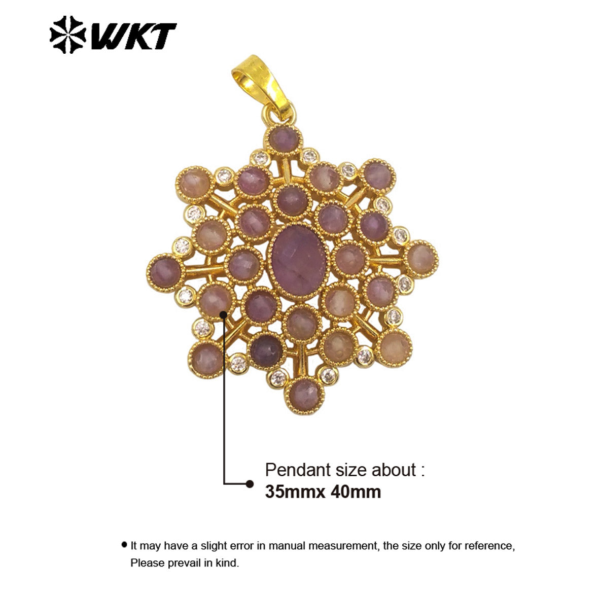 WT-P1977 WKT New Hand Make Multi Stone Setting Women Energy Amethyst Gemstone Flower Shape Jewelry Pendants