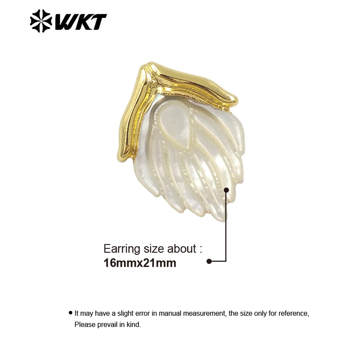 WT-MPE142 Beautiful Exquisite 18K Gold Plated Natural Shell Angel Wings Earrings Stud for Girlfriend As Valentine's Day Gift