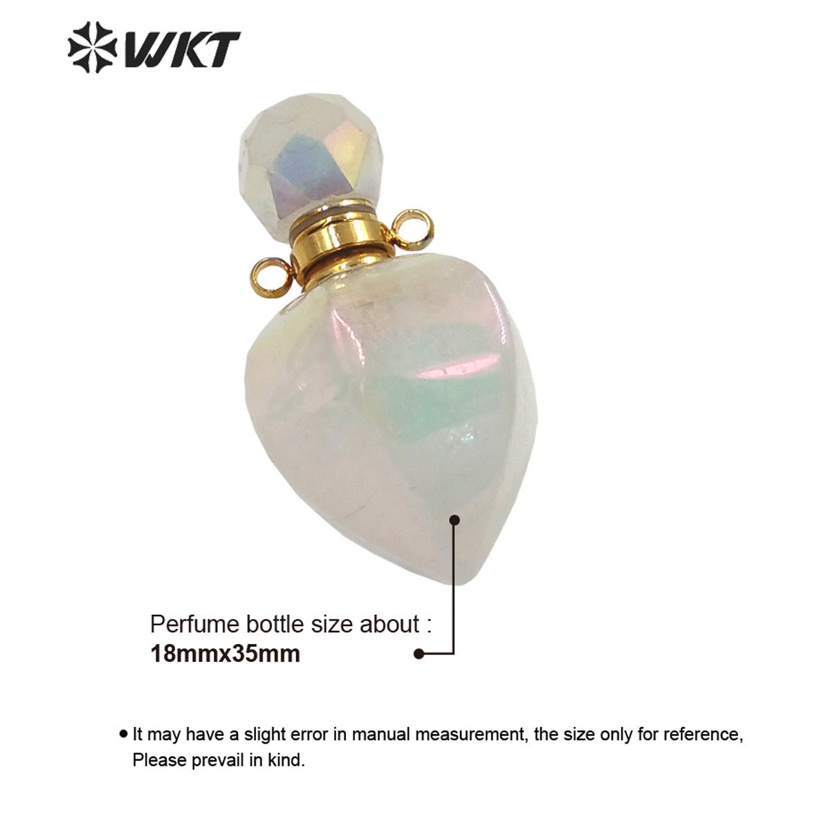 WT-P1653 Newest Natural White Aura Crystal Quartz Essencial Oil Pendant for Necklace Design Hot Aura Quartz Perfume Bottle