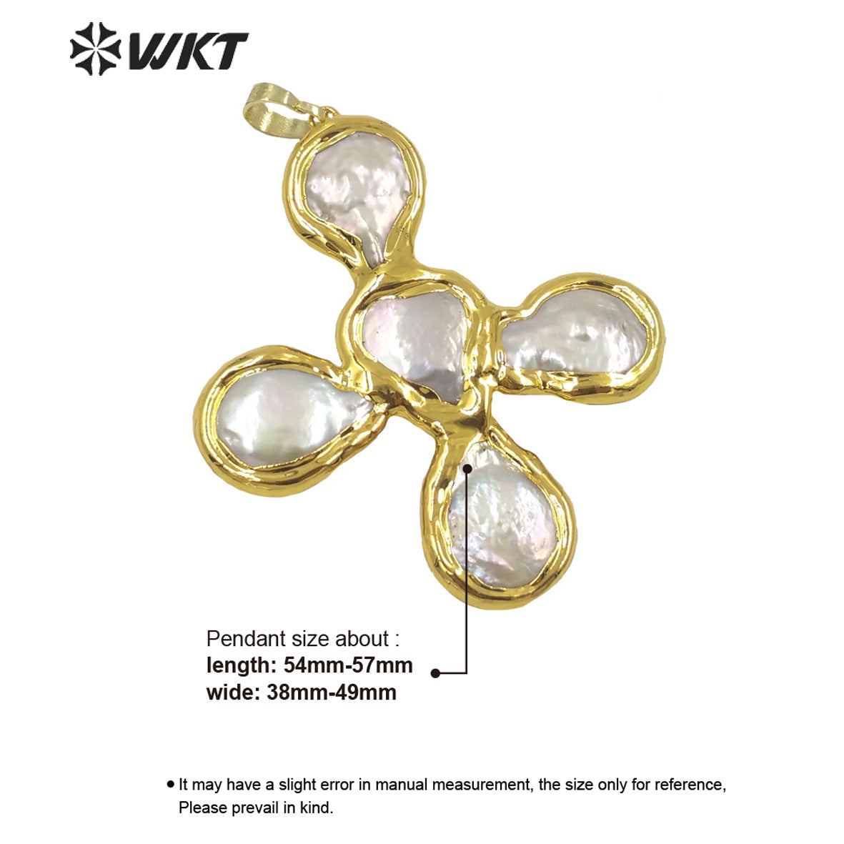 WT-JP273 Wholesale Fashion Gold Electroplated Natural Freshwater Pearl Pendant Women Irregular Pearl Cross Shape Pendants