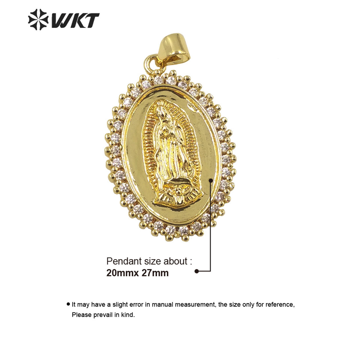 WT-MP281 Newest Vintage Style Female Deity Shaped Oval Shaped Cubic Zircon Madonna Design Pendant