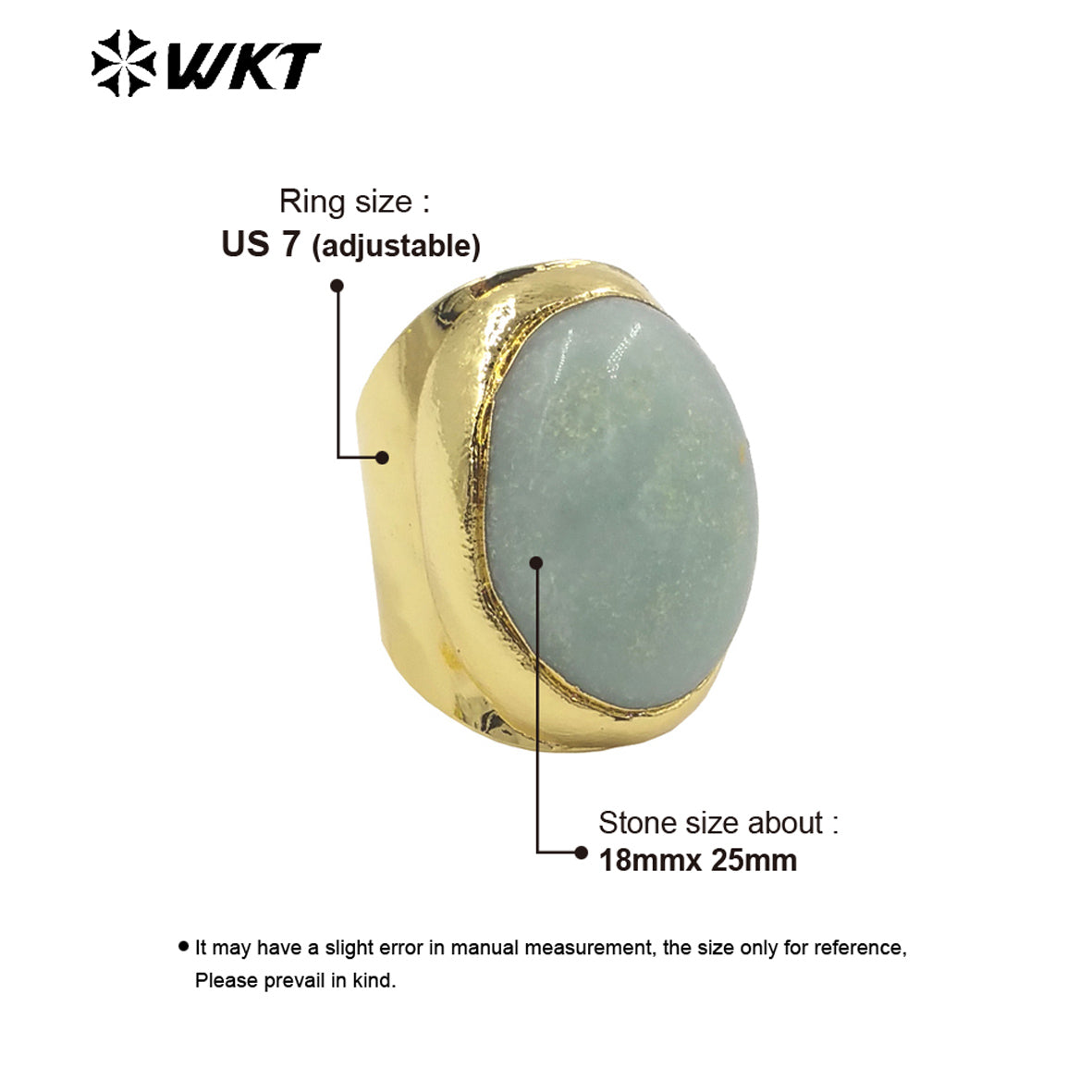 WT-R467 Newest Trendy Fashion HOT Ins Gemstone Jewelry Ring 18k Real Gold Plated Round Stone Anneversary Women Ring