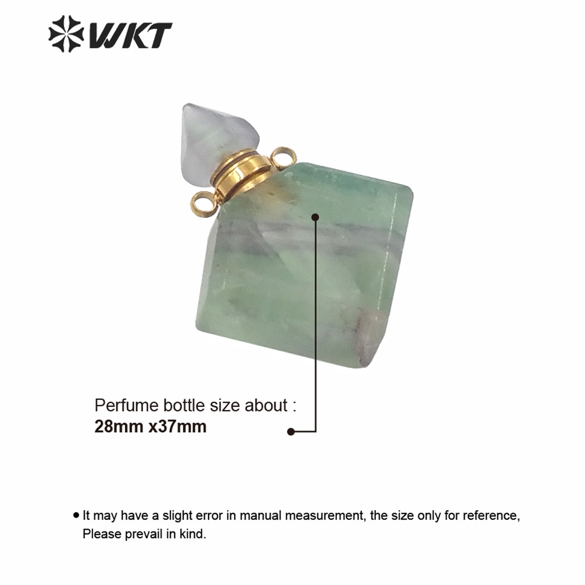 WT-P1575 Wholesale Rhombus Shape Natural Stone Essence Oil Bottle Pendant Gold Stainless Steel Components Stone Perfume Bottle