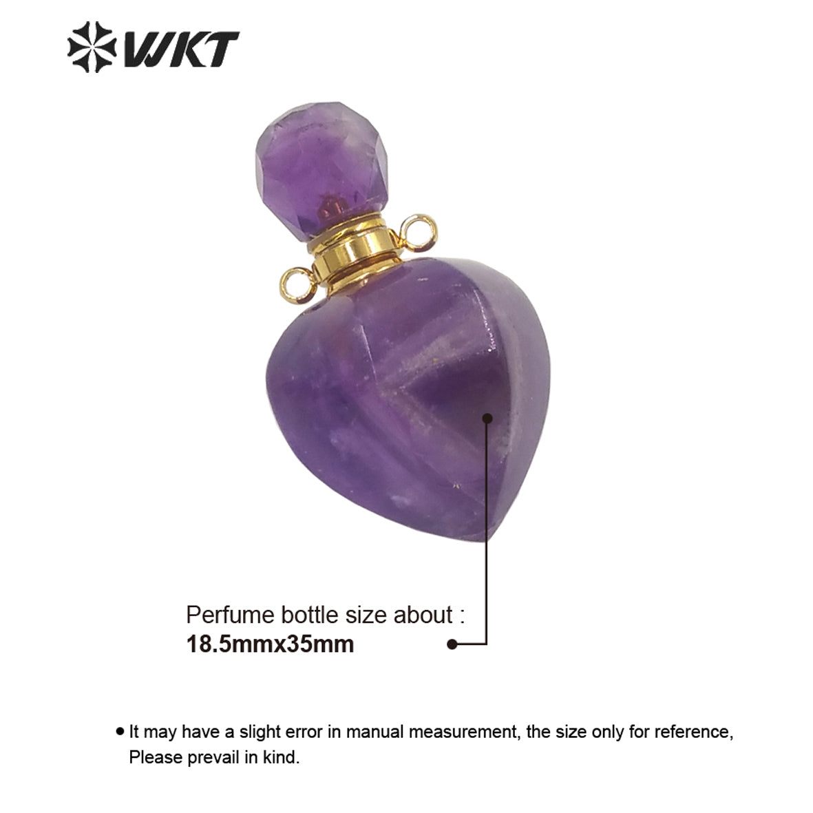 WT-P1635 WKT New Design Natural Stone Amethyst Perfume Bottle Drop Pendant Lady Jewelry Stone Perfume Bottle Pendant As Gift