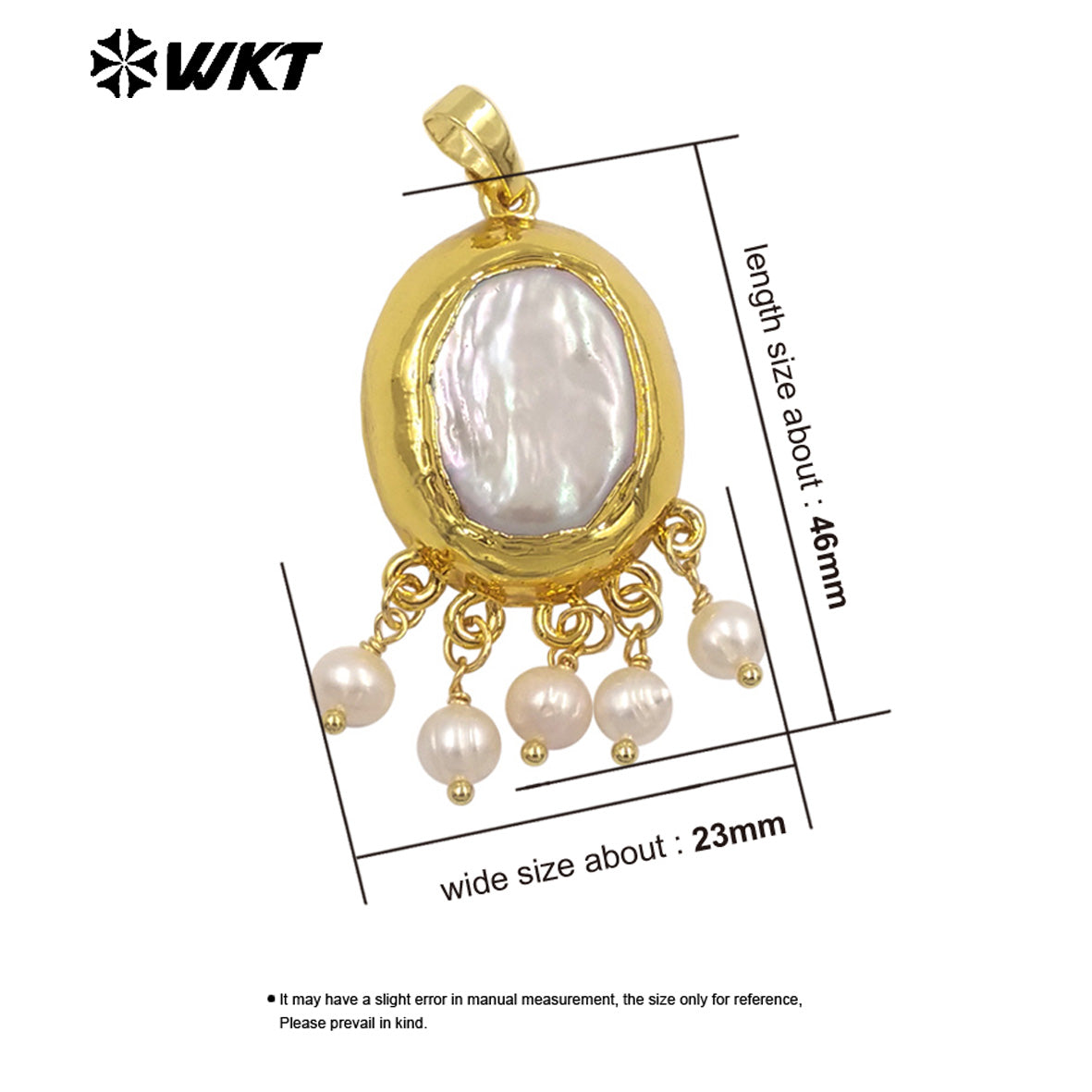 WT-JP435 Amazing Luxury Natural Freshwater Pearl With Dangling Tiny Beads Gold Plated Pendant For Women Elegant Jewelry Design