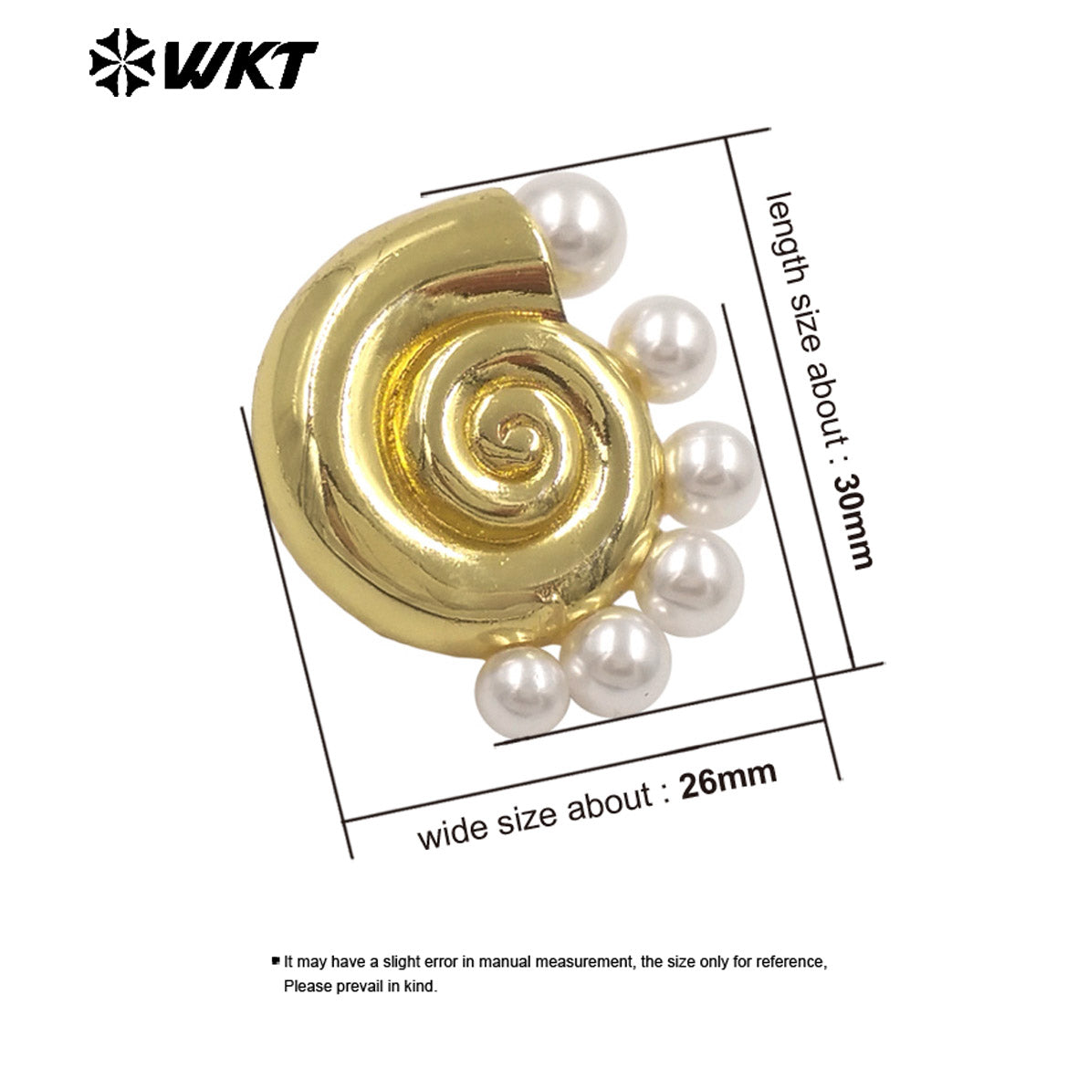 WT-ME130 Summer Hot Sales Gold And Silver Plated Brass With Artificial Pearl Shell Shape Earrings For Daily Casual Wearing