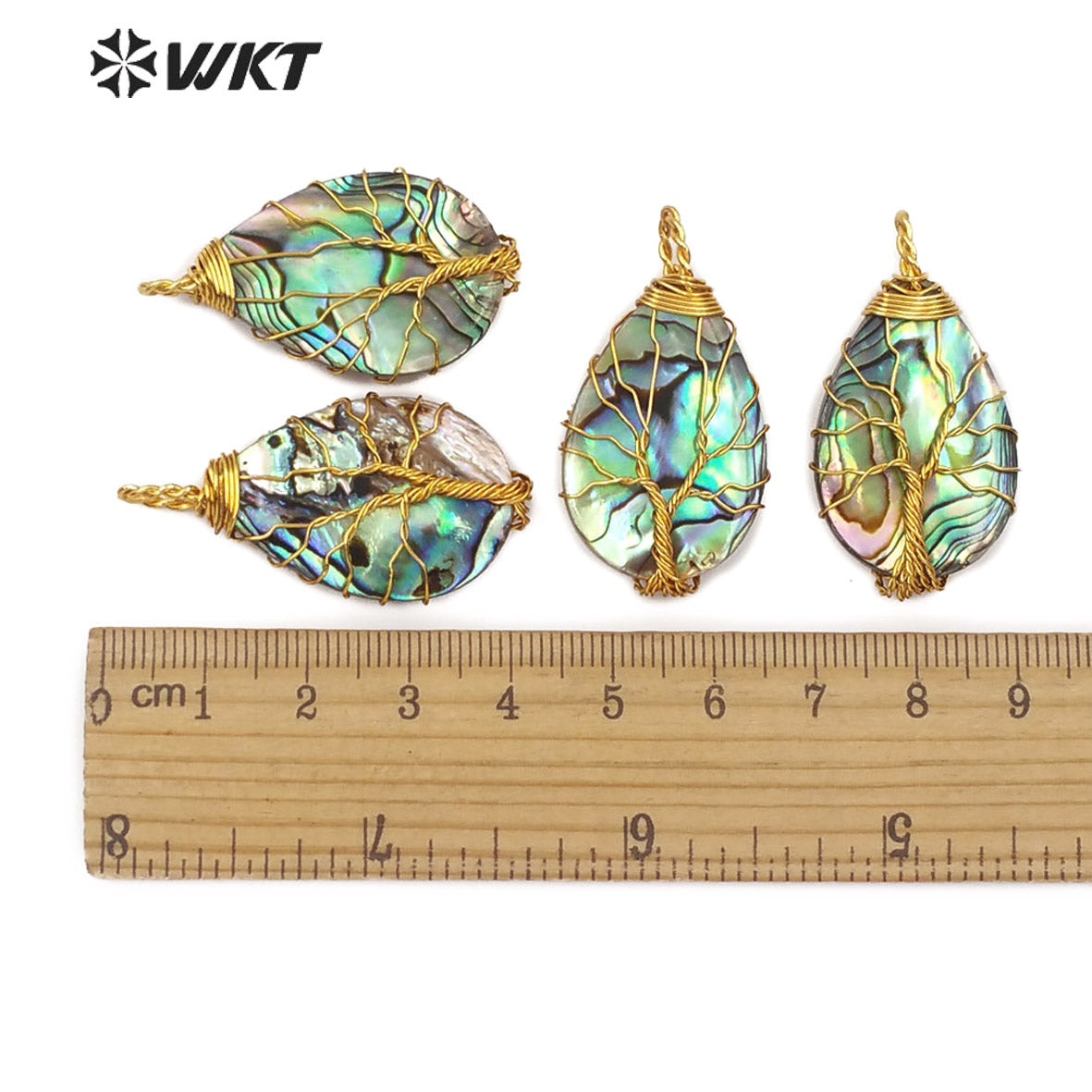 WT-JP147 Hot Sales Hand Make Wire Wrap Teardrop Abalone Shell Pendant Popular Drop Abalone Pendant