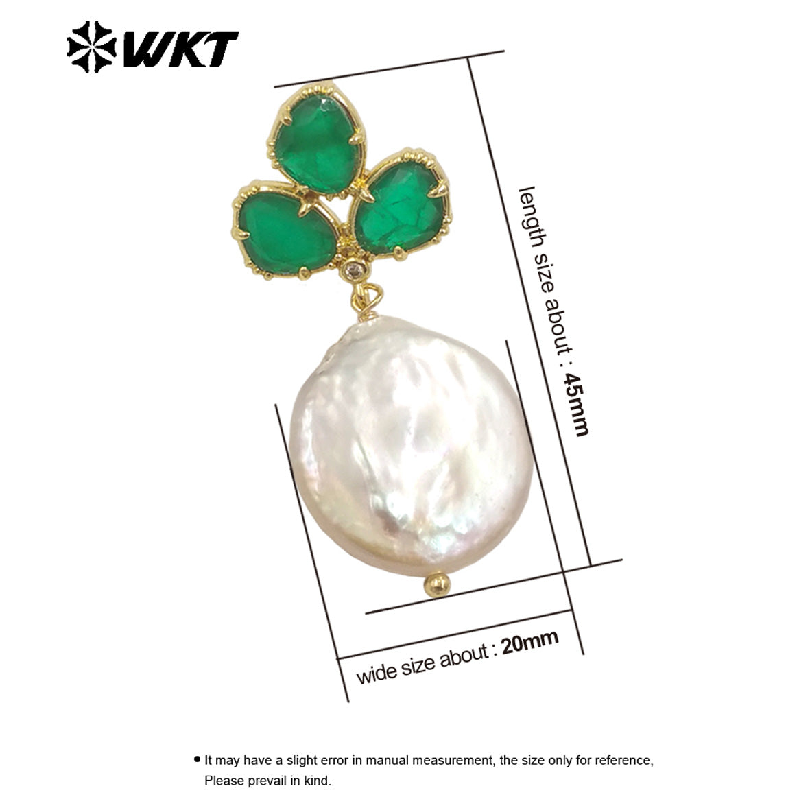 WT-MPE136 Wholesale Fashion Gold Plated Precious Natural Round Coin Real Pearl Earring Studs With Fashion Saphire