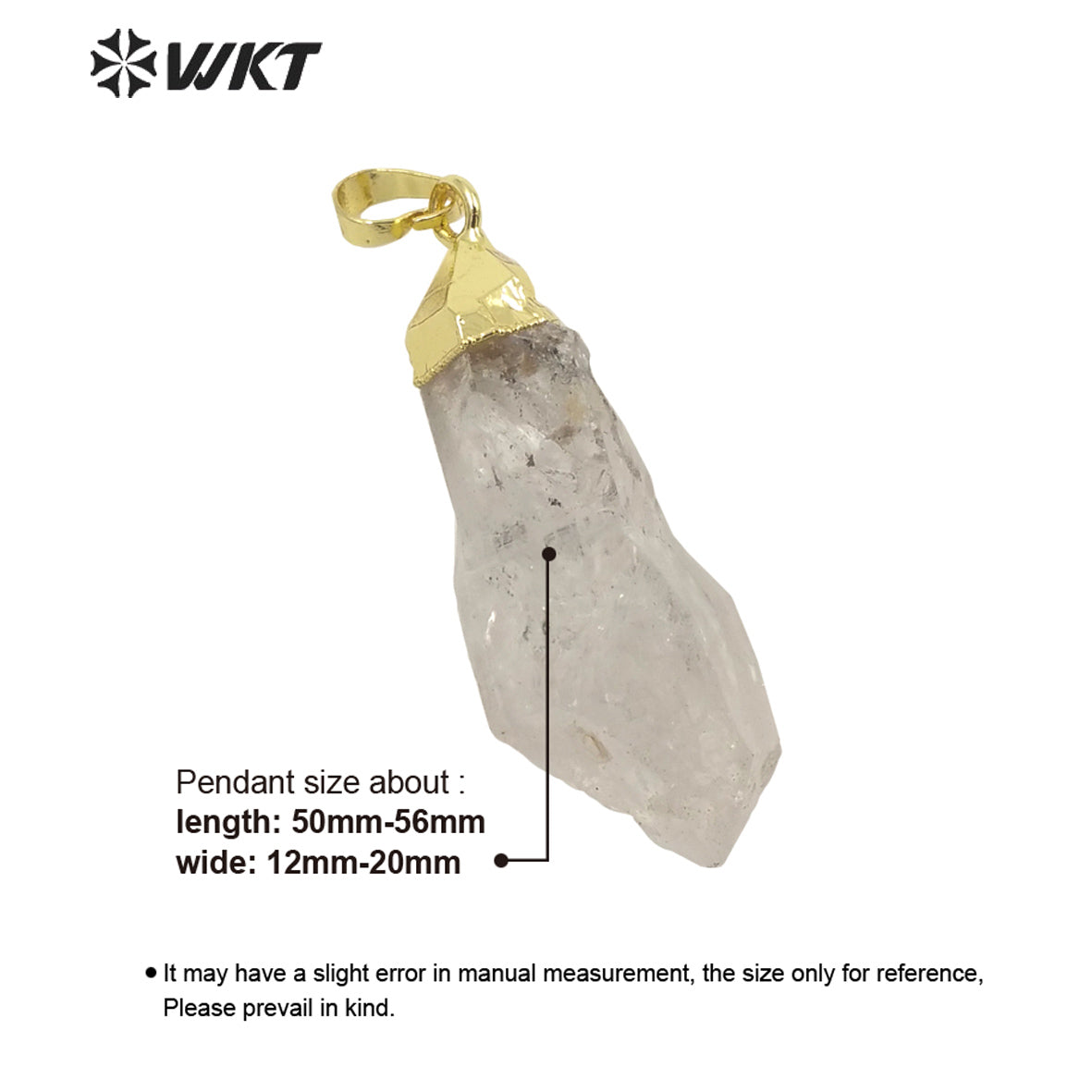 WT-P1703 Amazing Healing Natural Raw Crystal Quartz Point Pendant Gold Plated Spirit Quartz Crystal Stone Jewelry Pendant