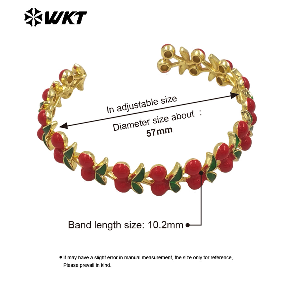 WT-JF363 Popular Sales Yellow Brass With Drop Oil Women Bangle Cherry Fruit Style Gold Electroplated For Cute Jewelry Accessory