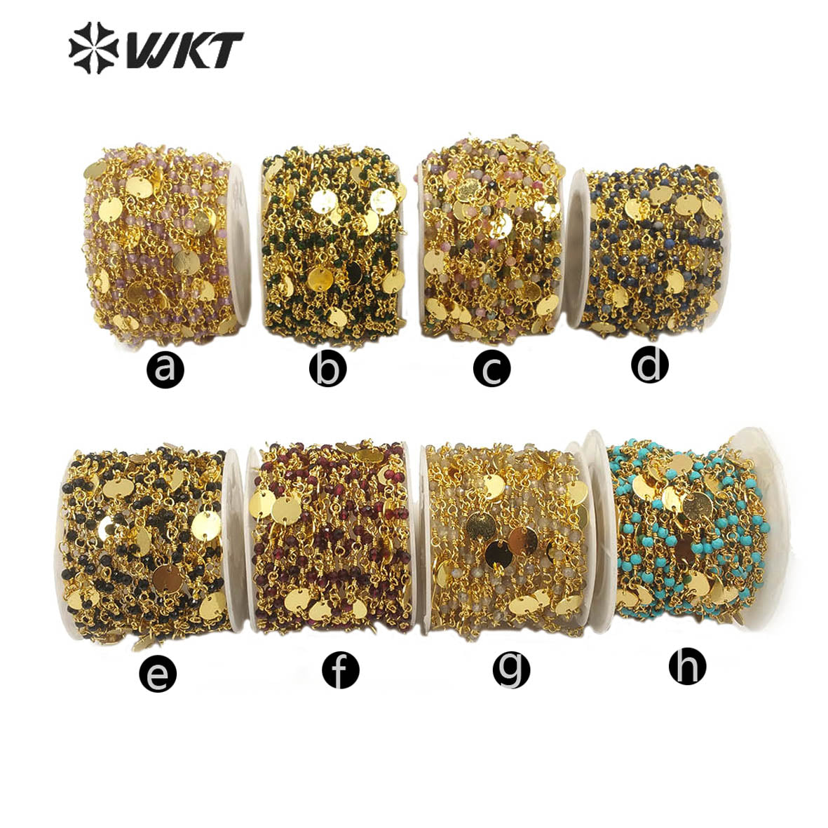 WT-RBC142 Wholesale Amethyst Beads Chain Hotsale Gold Plated Amethyst Rosary Beads Chain for Jewelry Making