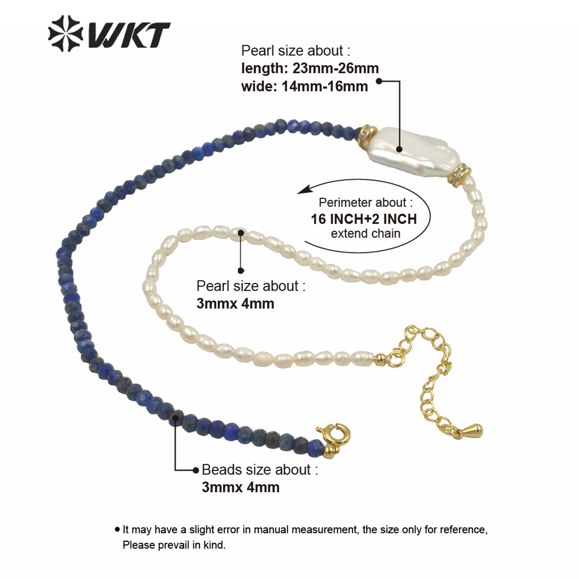 WT-JN132 Wholesale Beautiful DIY Hand Make 4mm Pearl Beads Necklace Women Fashion Square Pearl and Stone Mix Beads Necklace