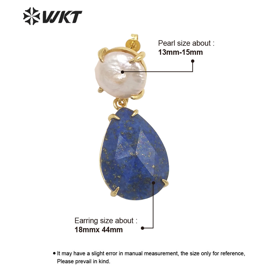 WT-E696 Amazing the Royal Nobility Gorgeous Design Women Natural Gemstone Teardrop Earrings with Pearl Studs in Resist Gold