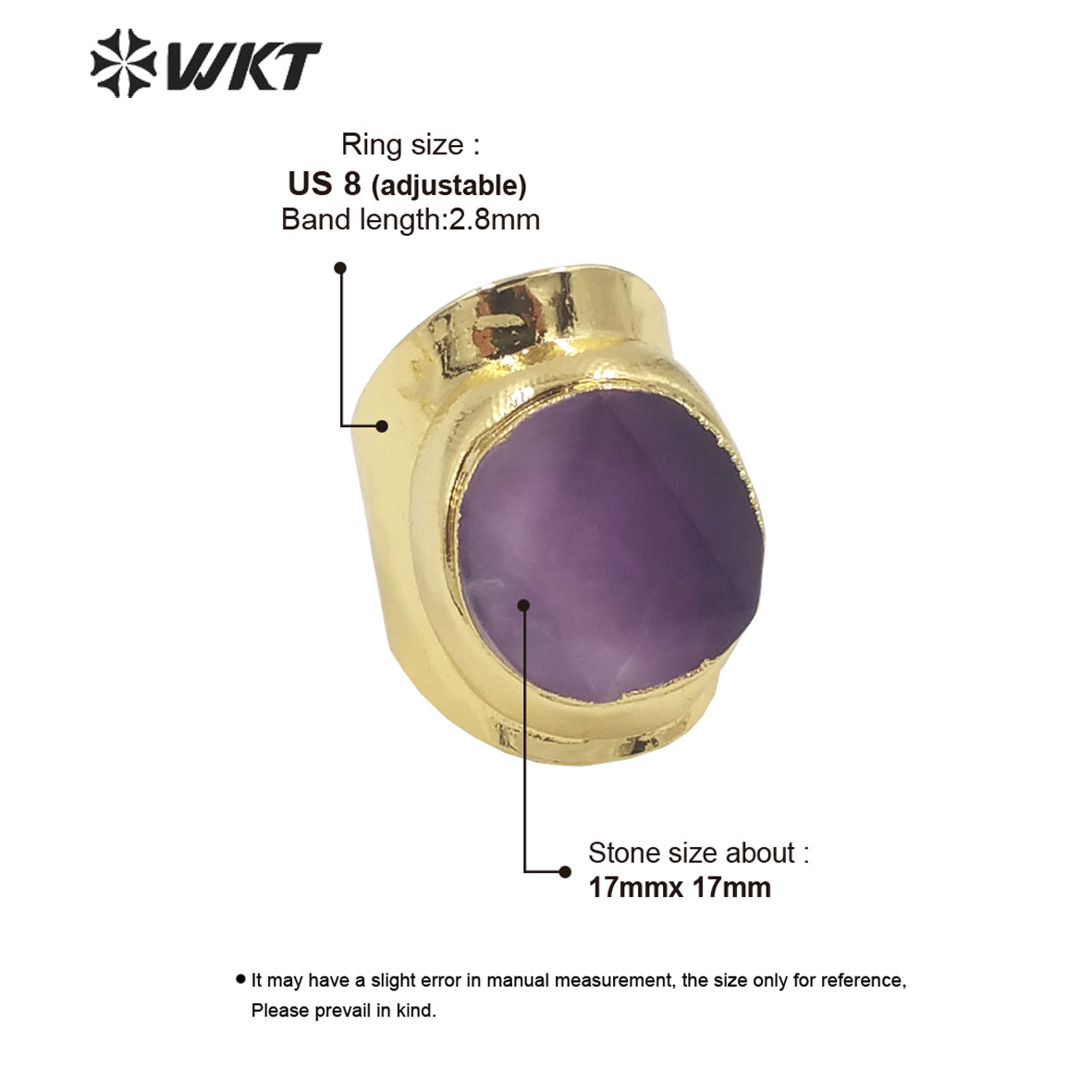 WT-R479 WKT Fashion Design Trendy Gift for Women Colorful High Quality Gorgeous 18k Gold Plating Gemstone Stone Ring