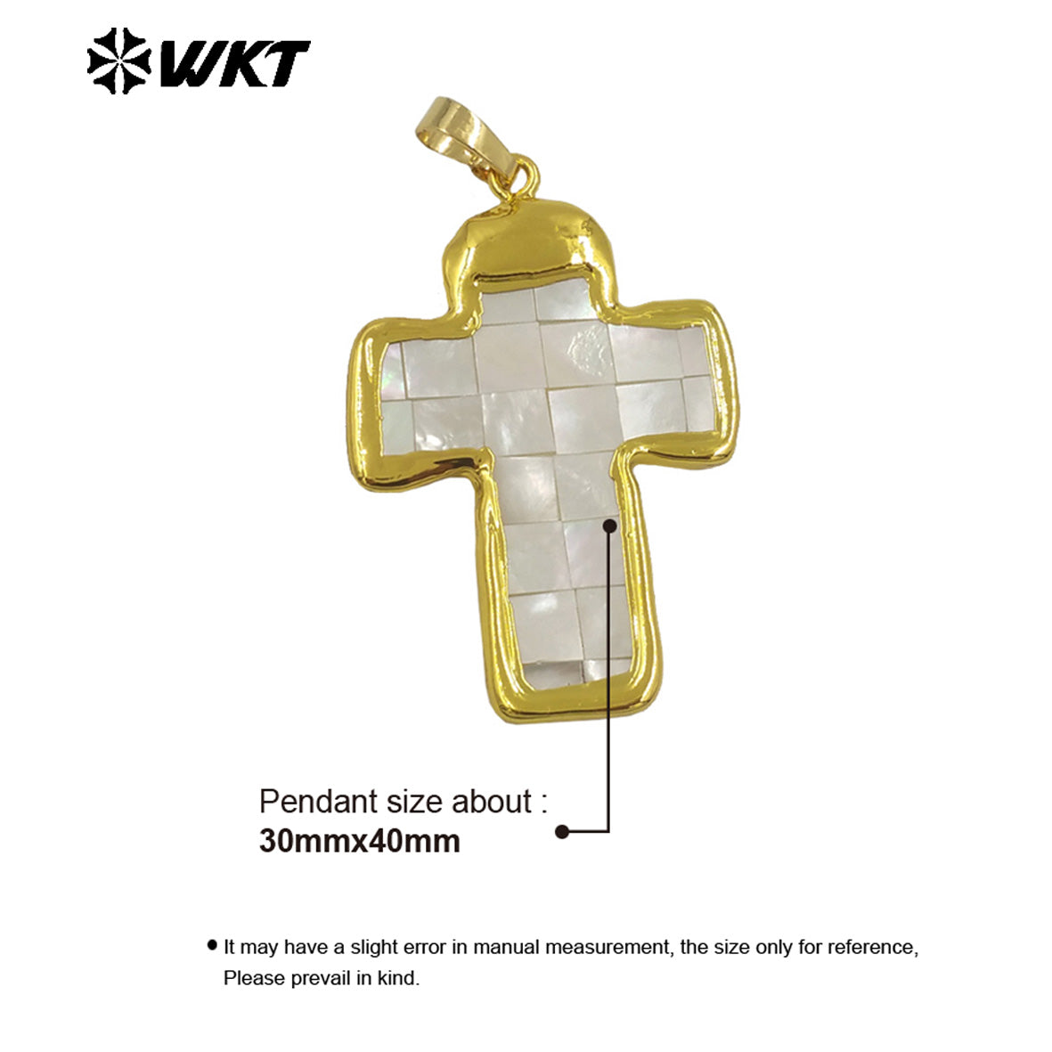 WT-JP407 Wholesale Newest Exquisite Pendant With Natural Abalone and White Shell Gold Edged Block Stitching Cross Shape DIY