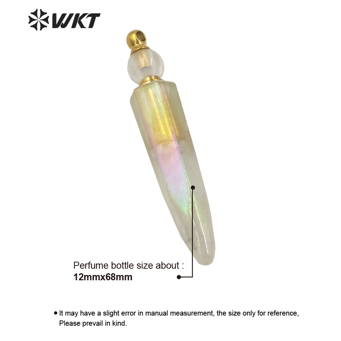 WT-P1620 Wholesale New Design Long Natural Crystal Quartz Angel Aura Perfume Bottle Pendant Fashion Natural Stone Aura Bottle