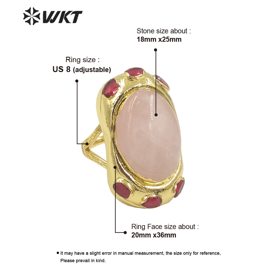 WT-R501 Lovely New Europe Design 18K Real Gold Plated Oval Stone With Zircon Around Unisex Popular Gemstone Ring