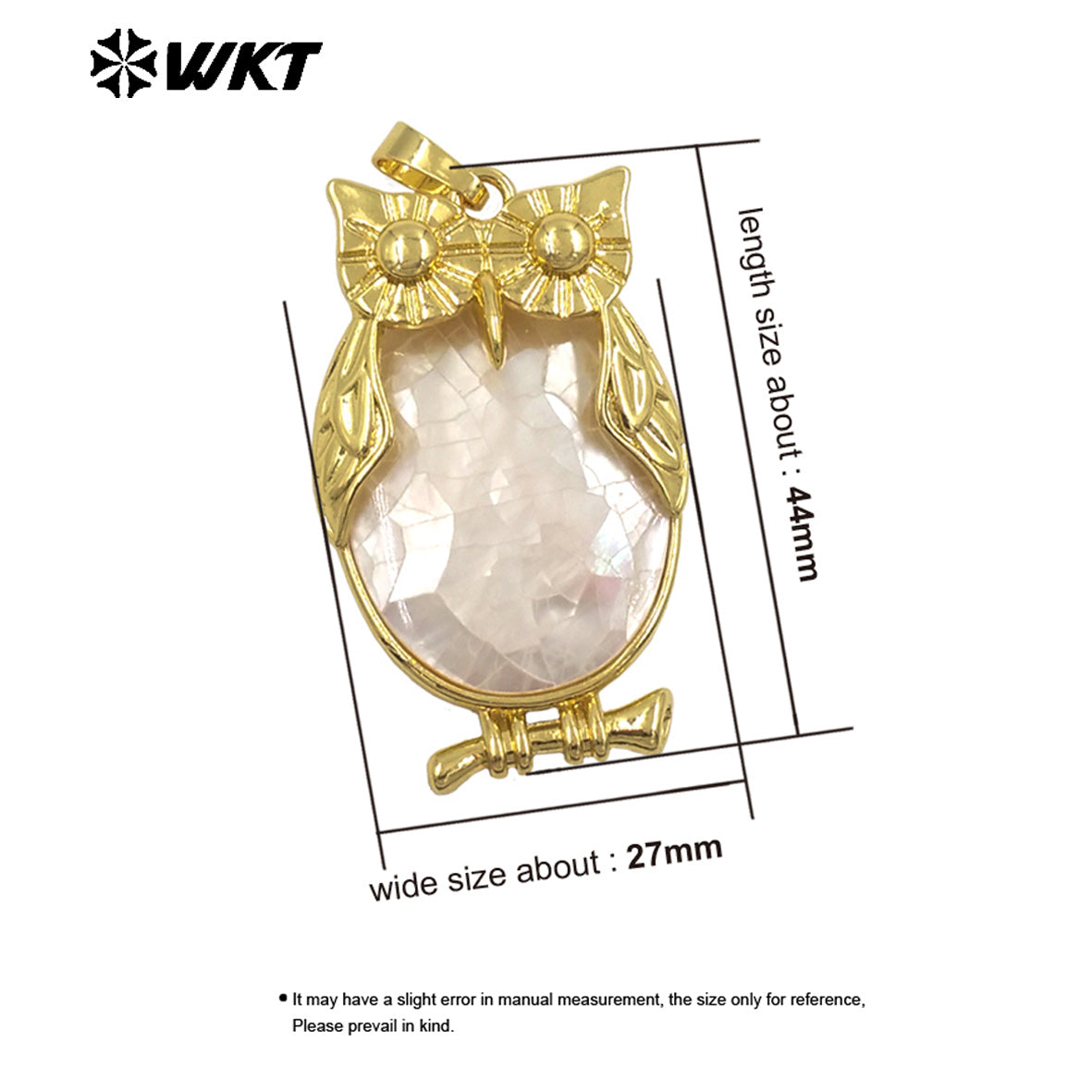 WT-JP439 Newest Lovely Gold Electroplated Natural Shell Owl Shape Boutique Pendant For Unique Jewelry DIY Accessories