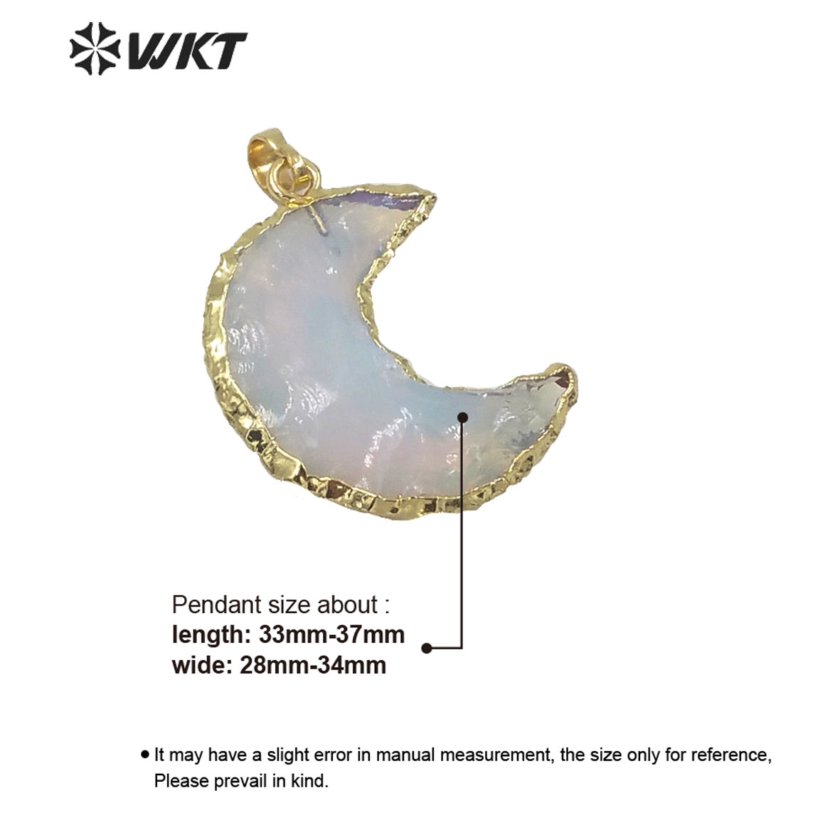 WT-P1570 Wholesales Gold Electroplated Natural Hammer Raw Opal Stone Moon Pendant Hot Gold Natural Crescent Moon Opal Pendants
