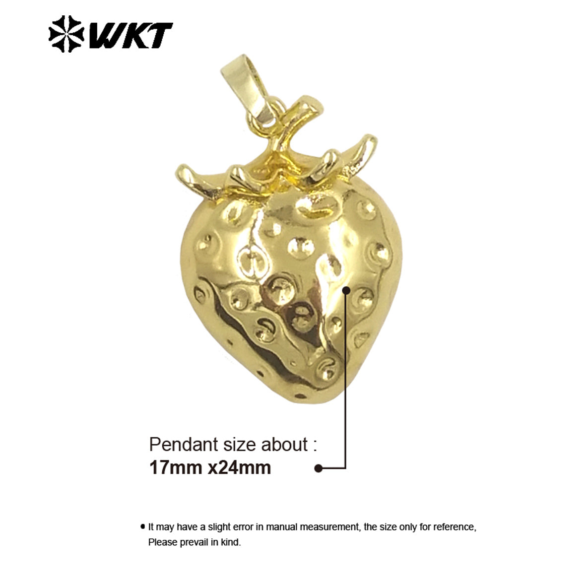 WT-JFE149 Fruit Series Strawberry Pendant Yellow Brass With Drop Oil Full Gold Plated for Jewelry Making Accessories Wholesale
