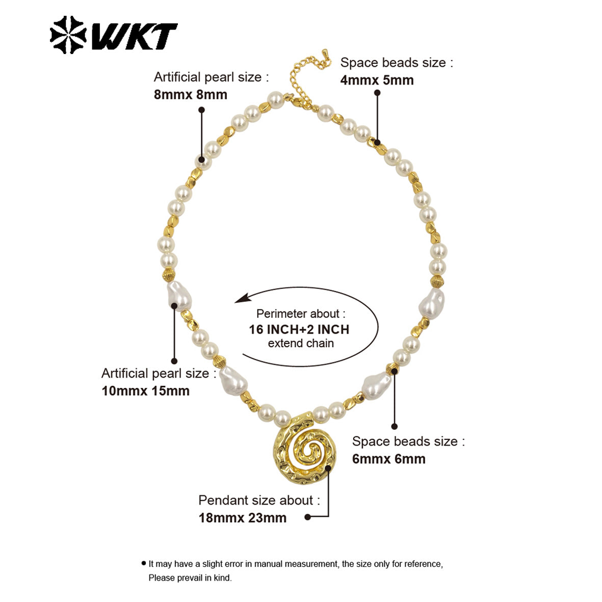 WT-JN289 New Arrivals Artificial Pearl Round Beads Irregular Beads Mosquito-Repellent Incense Shape Delicate Women Necklace