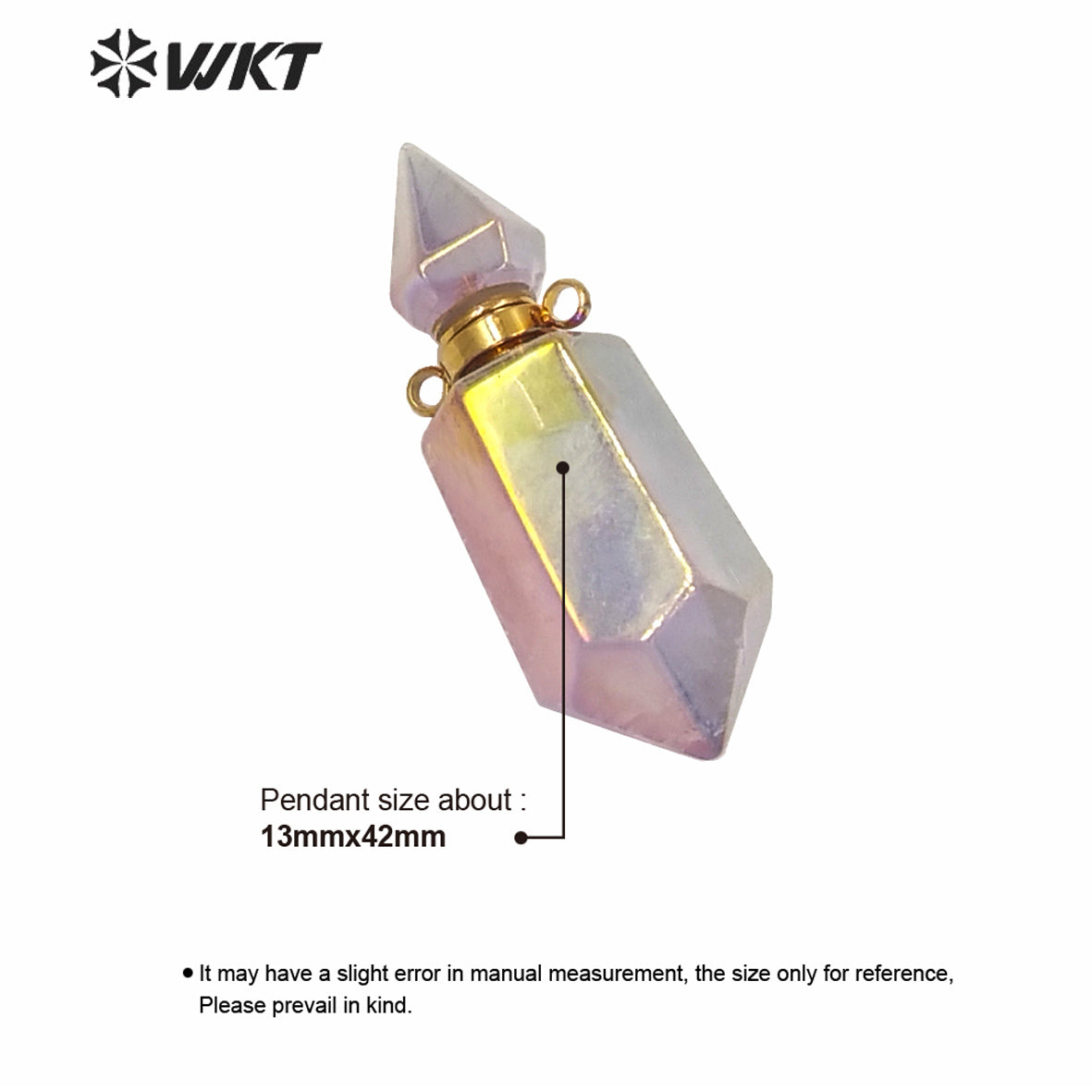 WT-P1592 WKT Exclusive Newest Natural Light Purple Stone Double Loops Aura Spirit Quartz Essencial Oil Stone Pendant As Gift
