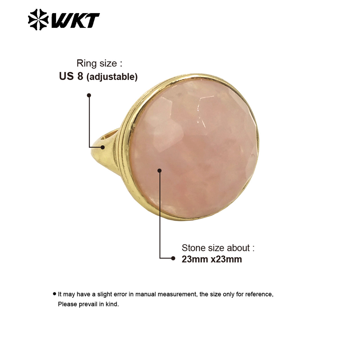 WT-R514 Wholesale New Design Big Round Natural Jade Spring Bright Color Women Gold Ring in Adjustable