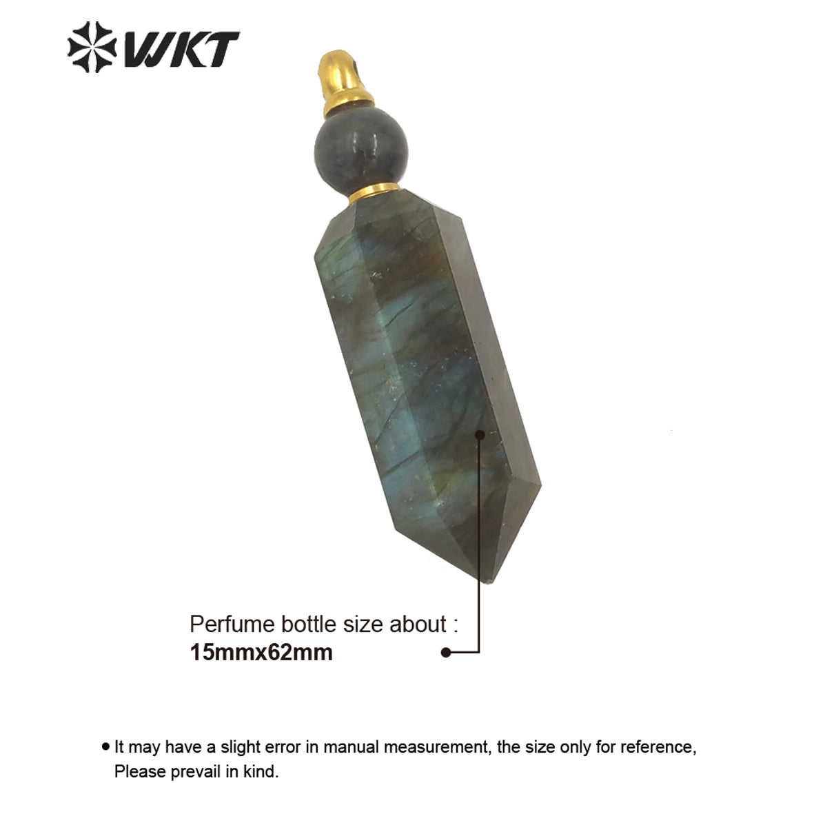 WT-P1618 New Material Flashing Natural Labradorite Hexagonal Cube Spirit Point Pendant Women Labradorite Perfume Bottle Pendant