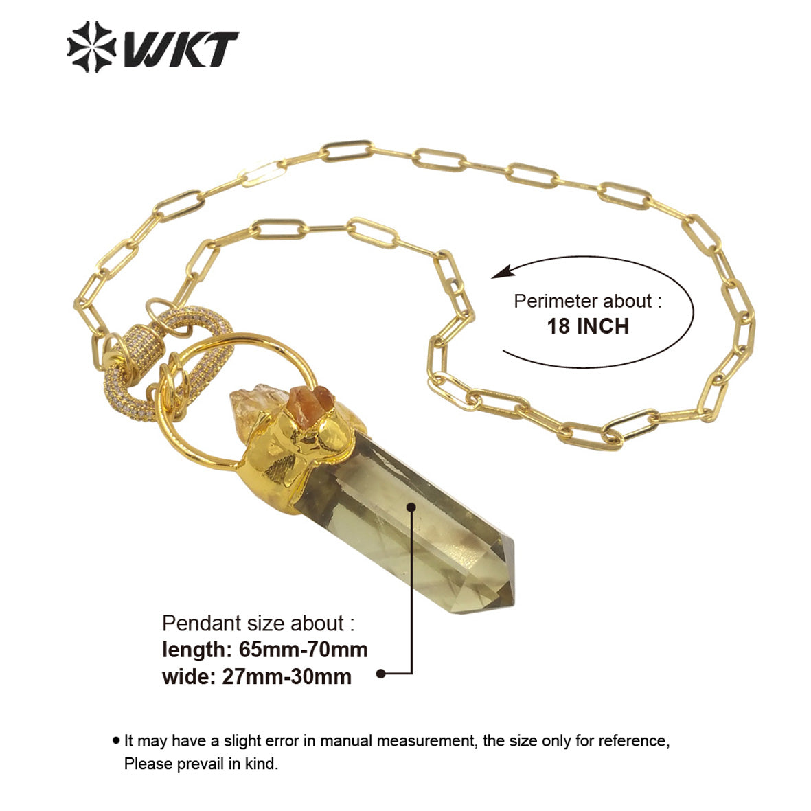 WT-N1273 Unique Gold Electroplated Yellow Crystal Stone Big Pendant Necklace Women Chunky Citrine Raw Stone Necklace