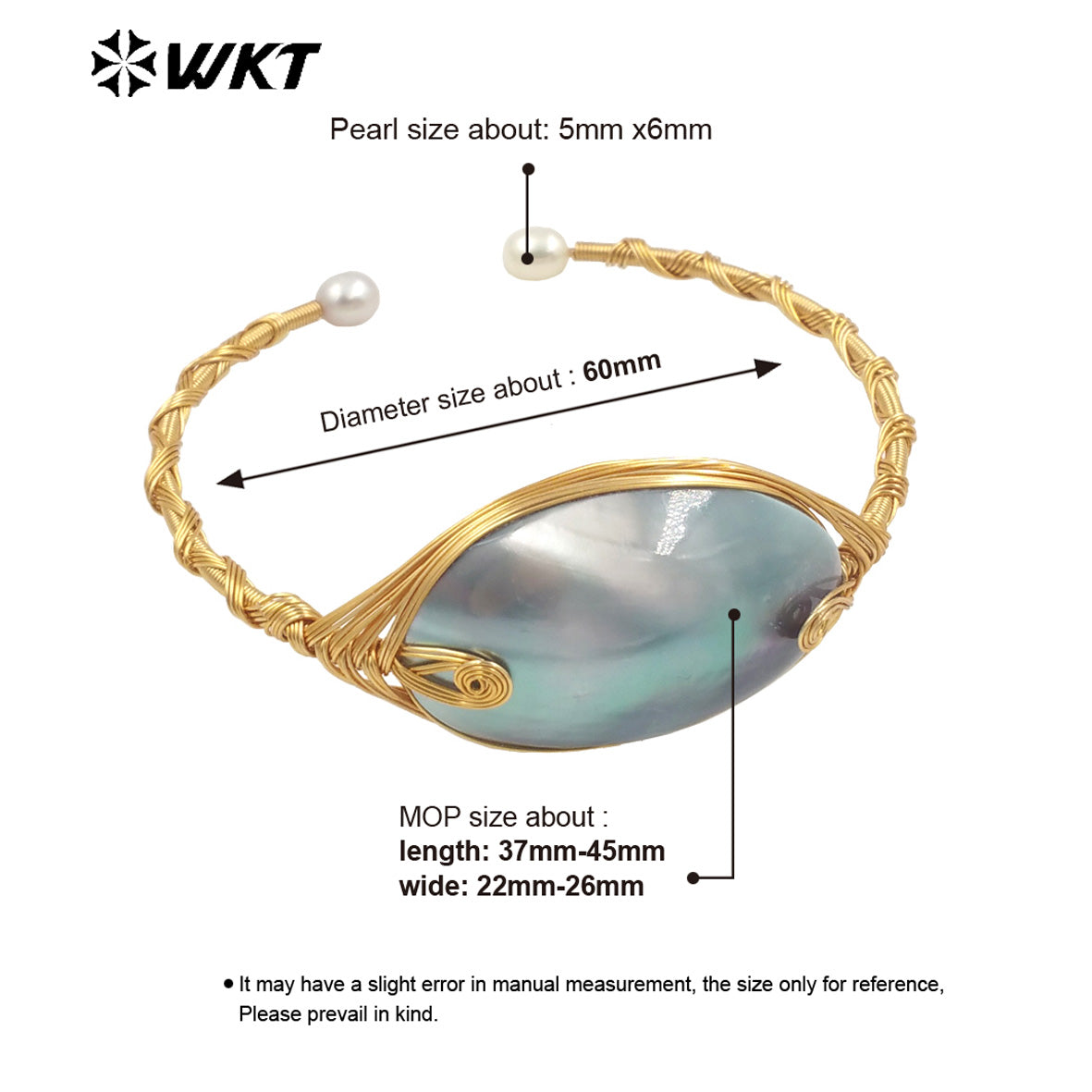 WT-MPB049 Statement Fashion Coil Yellow Brass Delicate Bangle Mother of Pearl Women Pendant Bangle