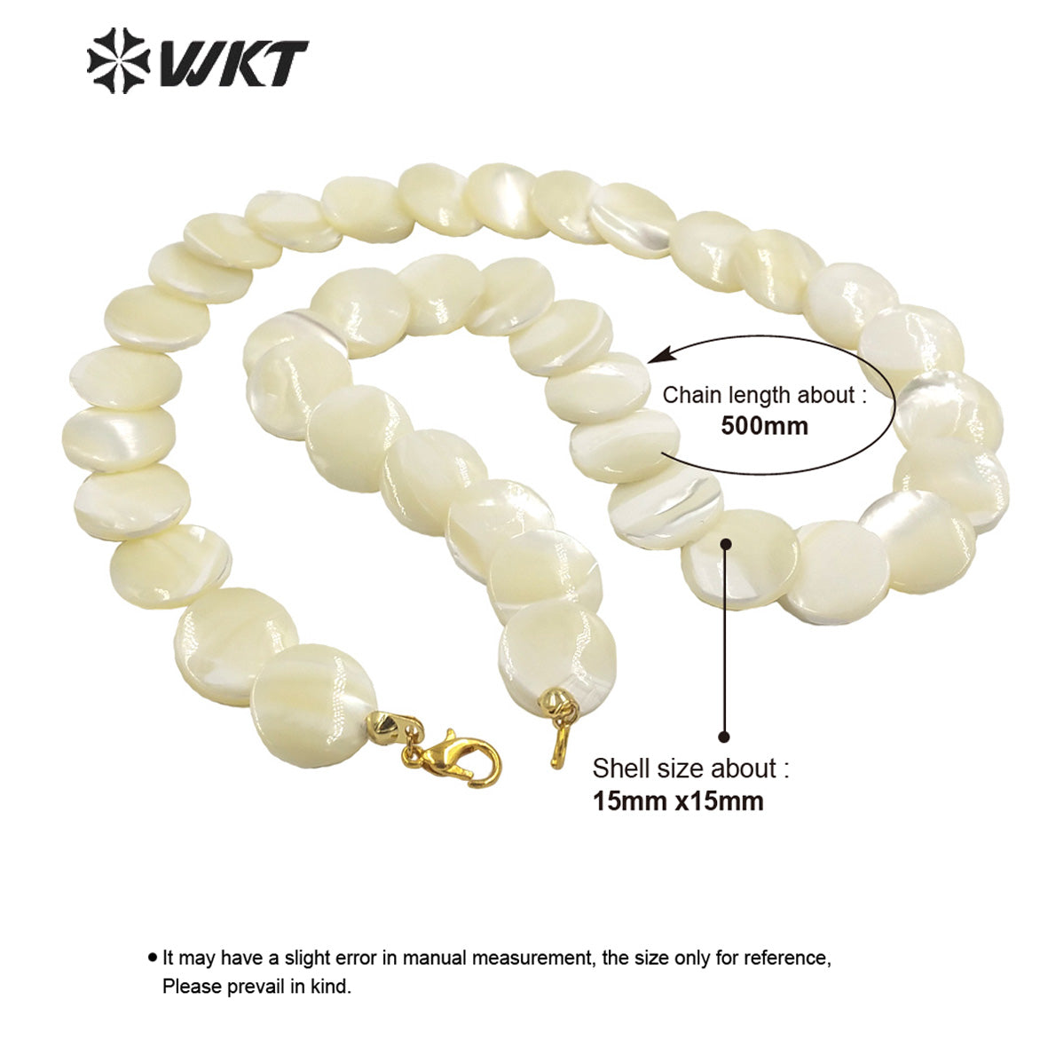WT-JN225 Wholesale New Vintage Faceted Shell Hand Strand Long Necklace Women Purity Wedding Shell Necklace in 19 Inch