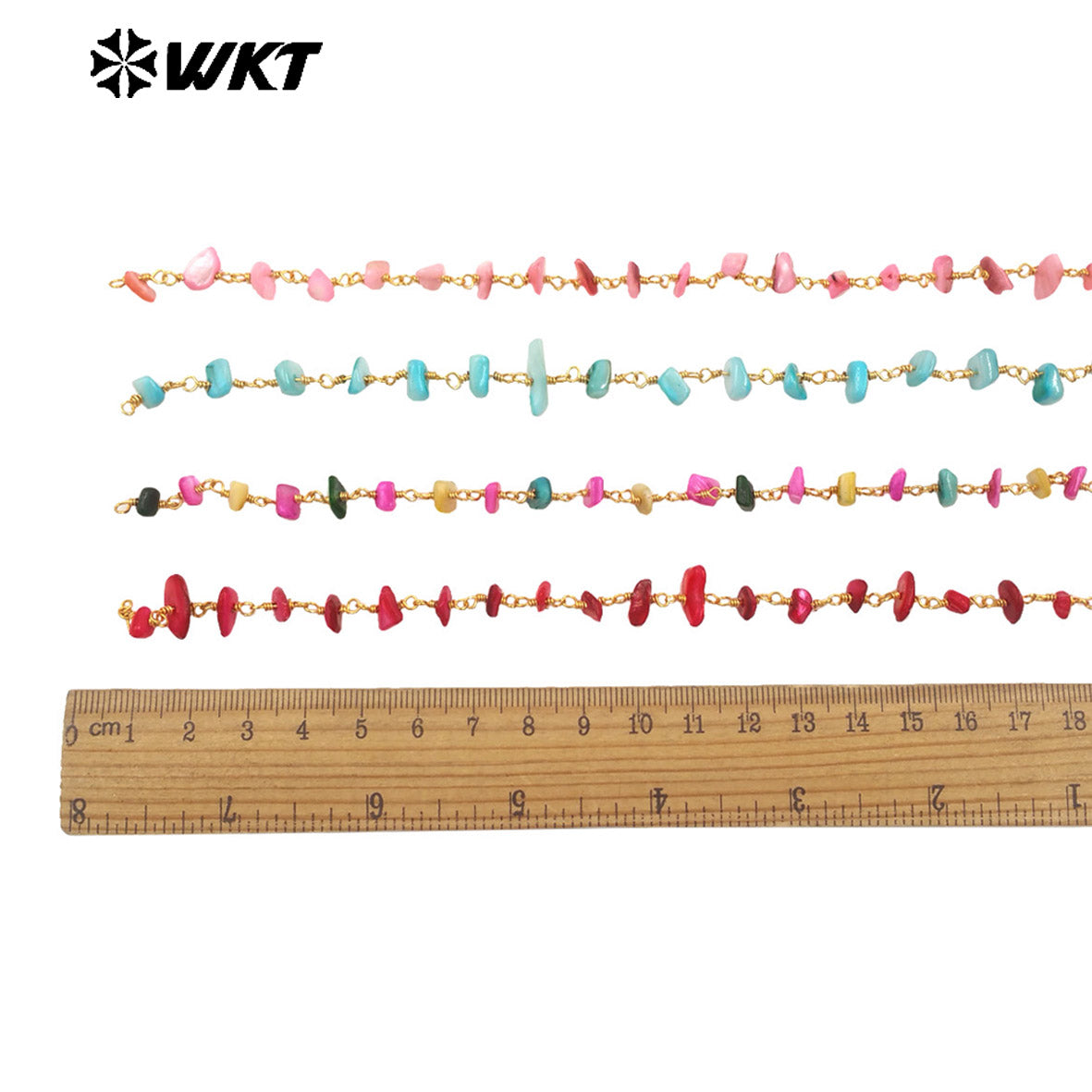 WT-RBC238 Spring New Color Fashion Colorful Shell Made by Wire Wrapped Beads Chain for Jewelry Diy Findings