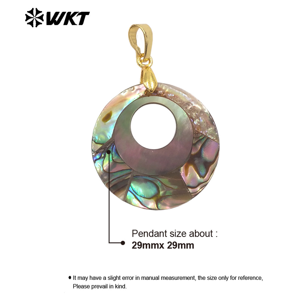 WT-JP429 Wholesale Good Quality Natural Abalone Shell With Hole Round Charm Pendant Fashion Design Jewelry Accessories