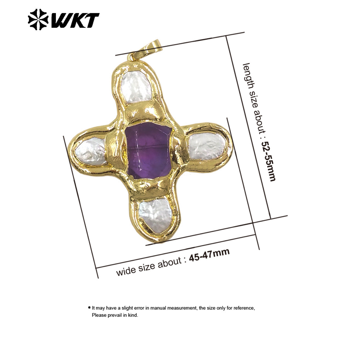 WT-JP401 Exquisite Accessory Pendant With Natural Freshwater Pearl and Turquoise Stone Cross Shape for Jewelry Handmade Gift