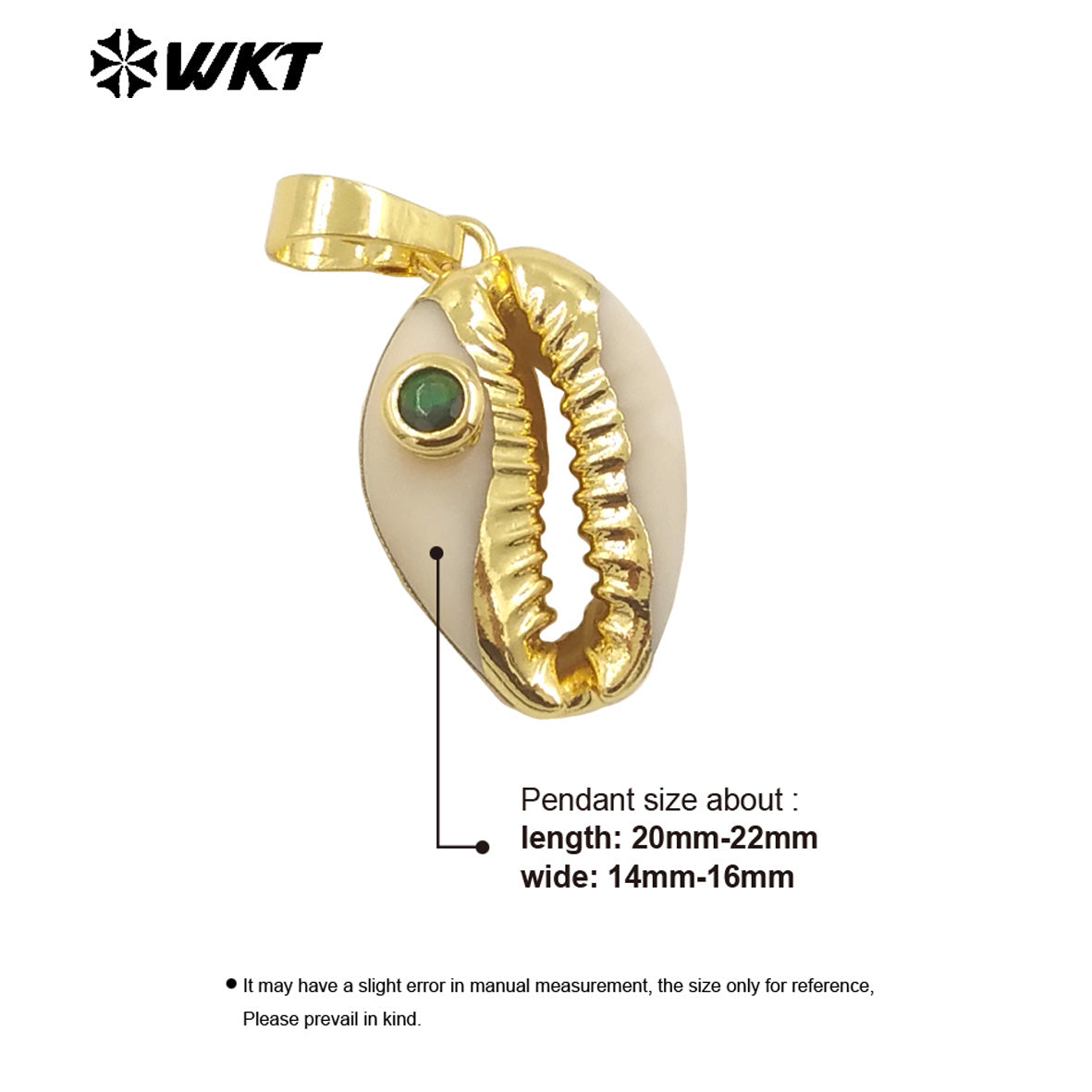 WT-JP141 Specially Designed Natural Cowrie Shell Pendant with Half Plating and Multiple Color Beads Natural Cowrie Pendant