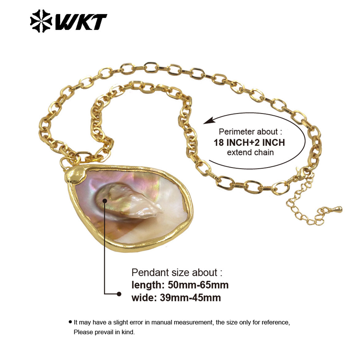 WT-JN331 Wholesale 18K Gold Electroplated Random Shape Natural Mop Shell Pendant Necklace For Women Resist Tarnishable Jewelry