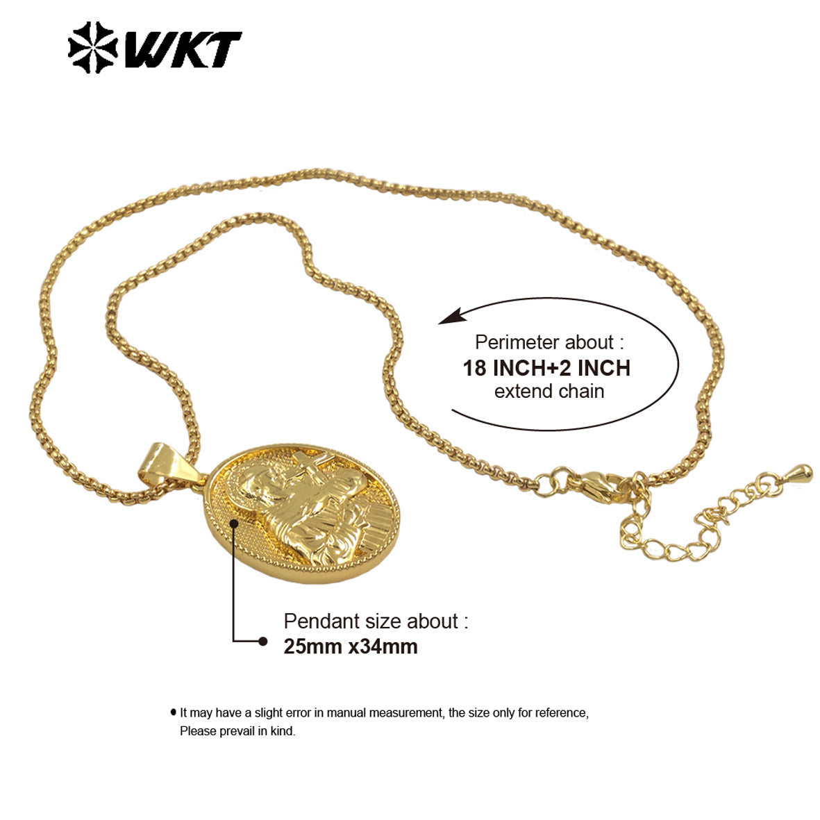 WT-JFN32 Exquisite Women Necklace With Religious Pendant Charms Yellow Brass Gold Plated Fashion Daily Jewelry Accessories