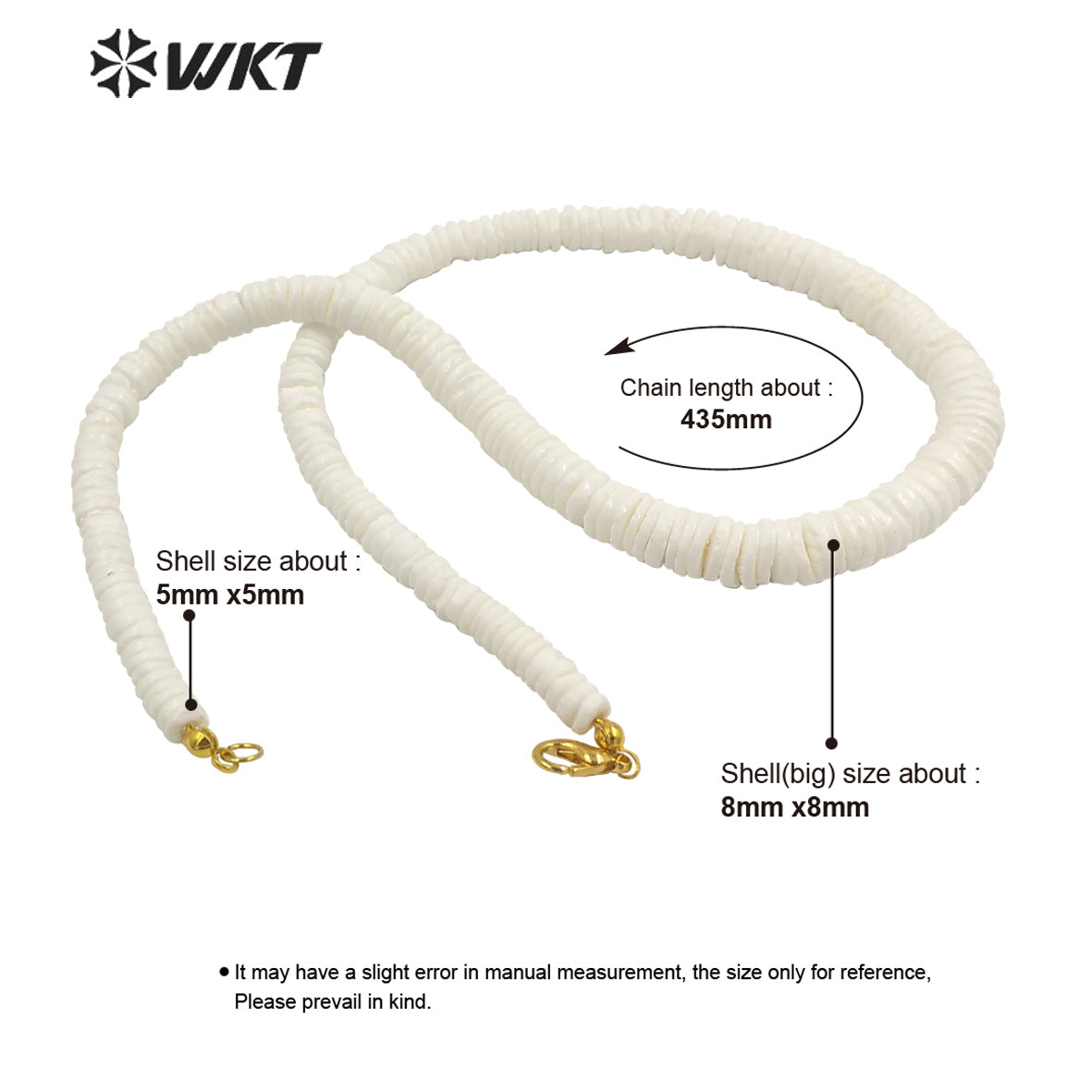 WT-JN227 Unique Women Bohemian Style Purity Natural White Shell Beads Necklace 17 Inch Long Hand Strand Beads Necklace for Wedding