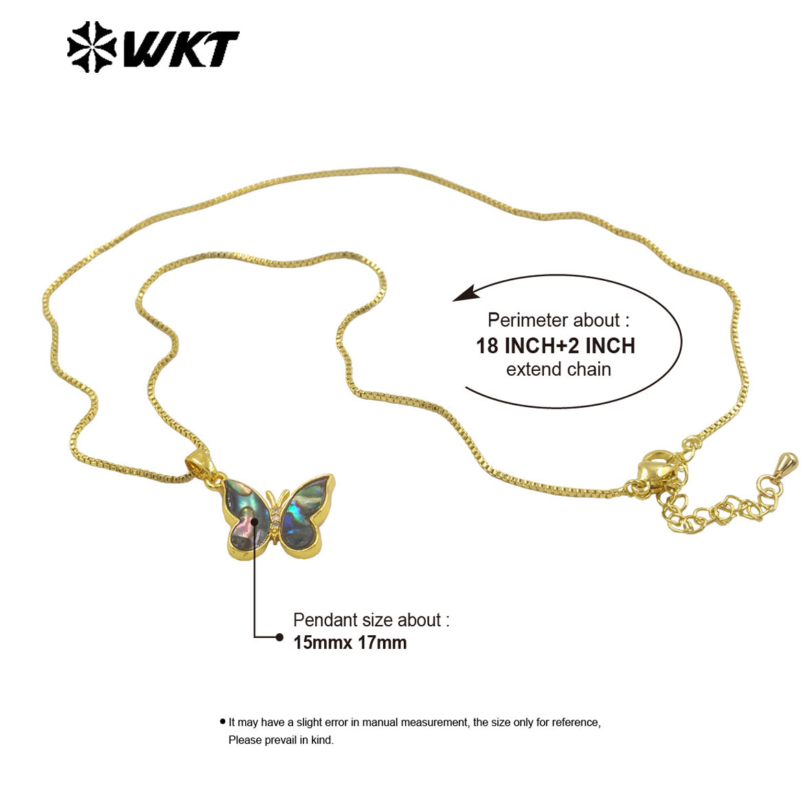 WT-JN282 Wholesale New Design Natural White Pearl Shell and Abalone Made Butterfly Charm Necklace in 18 Inch Long