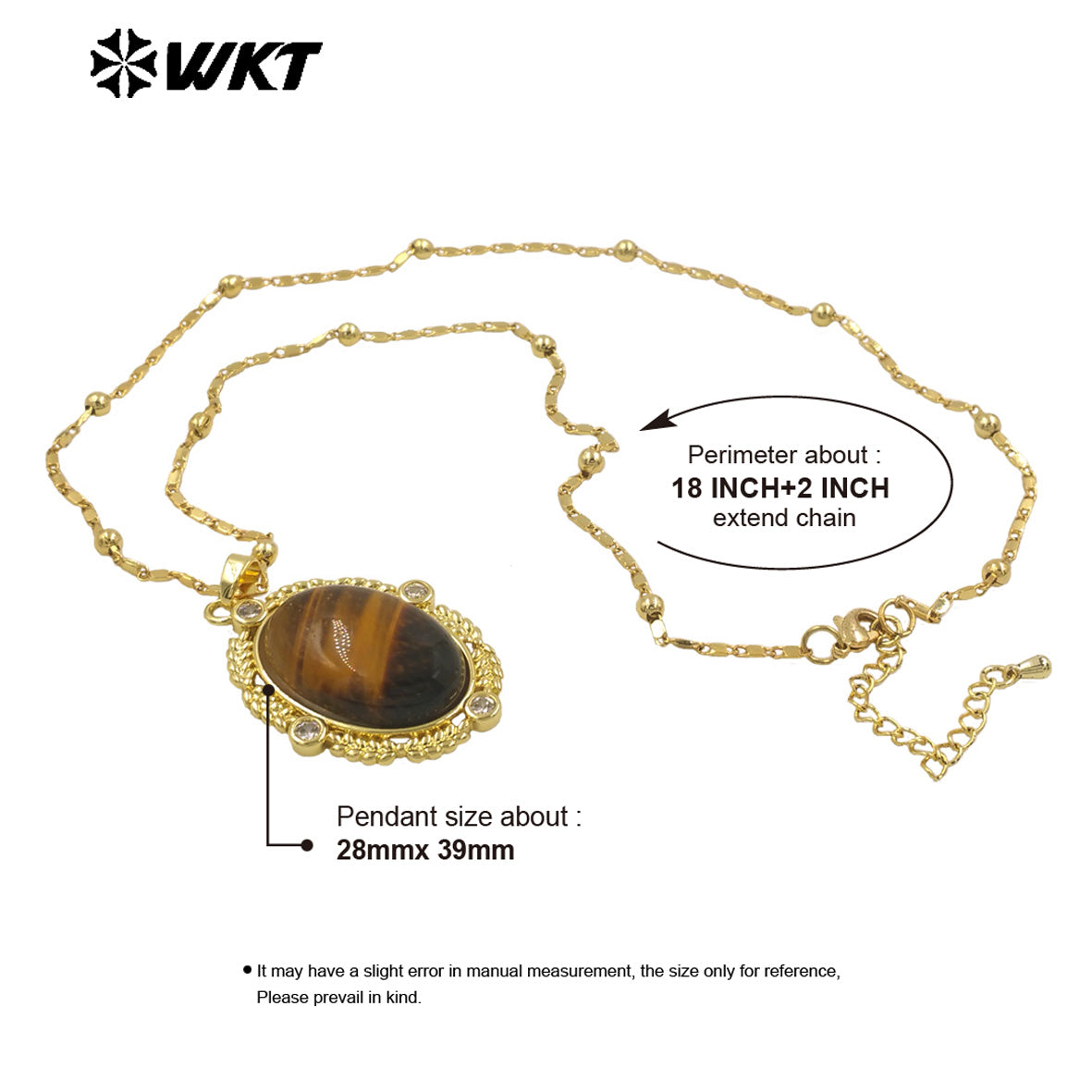 WT-N1474 Amazing 18K Real Gold Plated Resist Tarnishable Natural Gemstone Bezel Setting Oval Shape With Zircon Stone Necklace