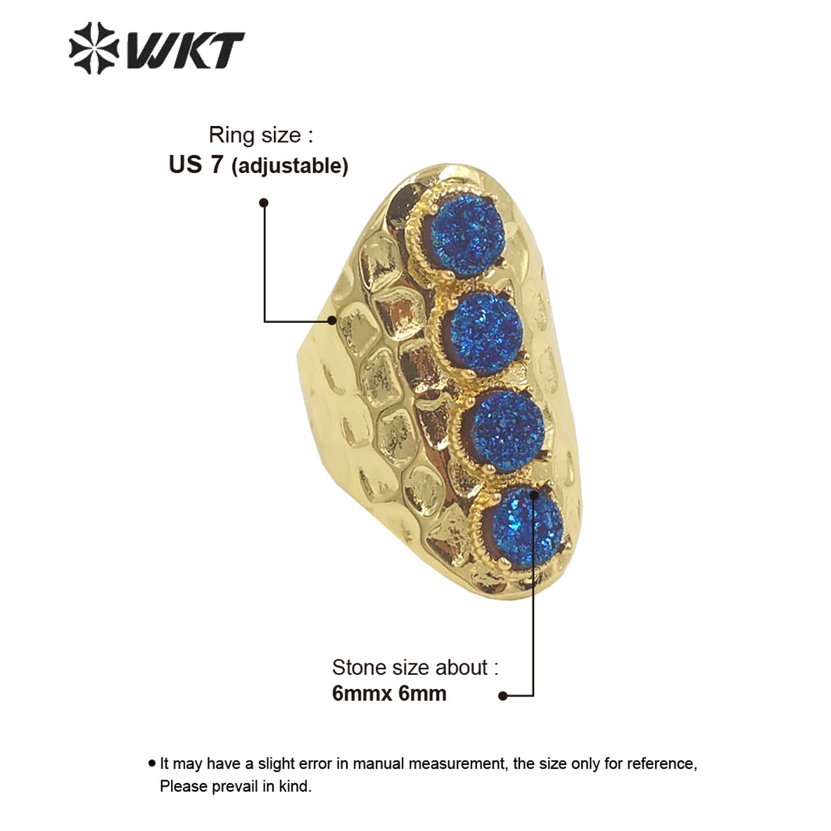 WT-R443 Wholesale Fashion Gold Bezel Natural Druzy Agate Ring Wide Band Women Party Stone Ring for Birthday Girl Friend