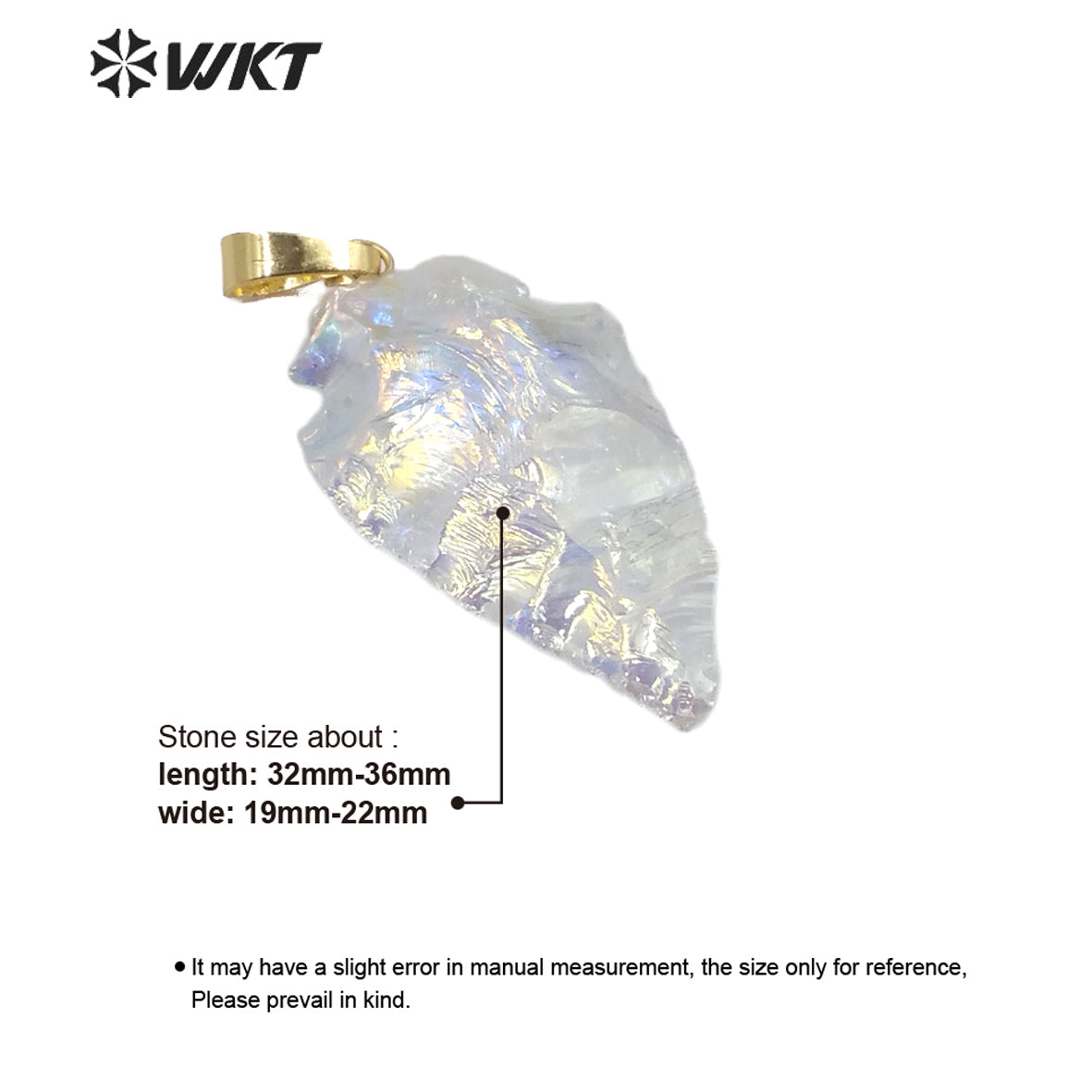 WT-P1542 Wholesale Fashion Natural Quartz Stone Arrowhead Pendant Women Aura Quartz Arrowhead Pendant in Small Size