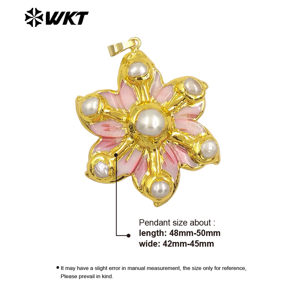 WT-JP389 New Arrival Shell Six Pearls Combination Flower Shape Colorful 18K Gold Plated Pendant Beautiful Jewelry for Women