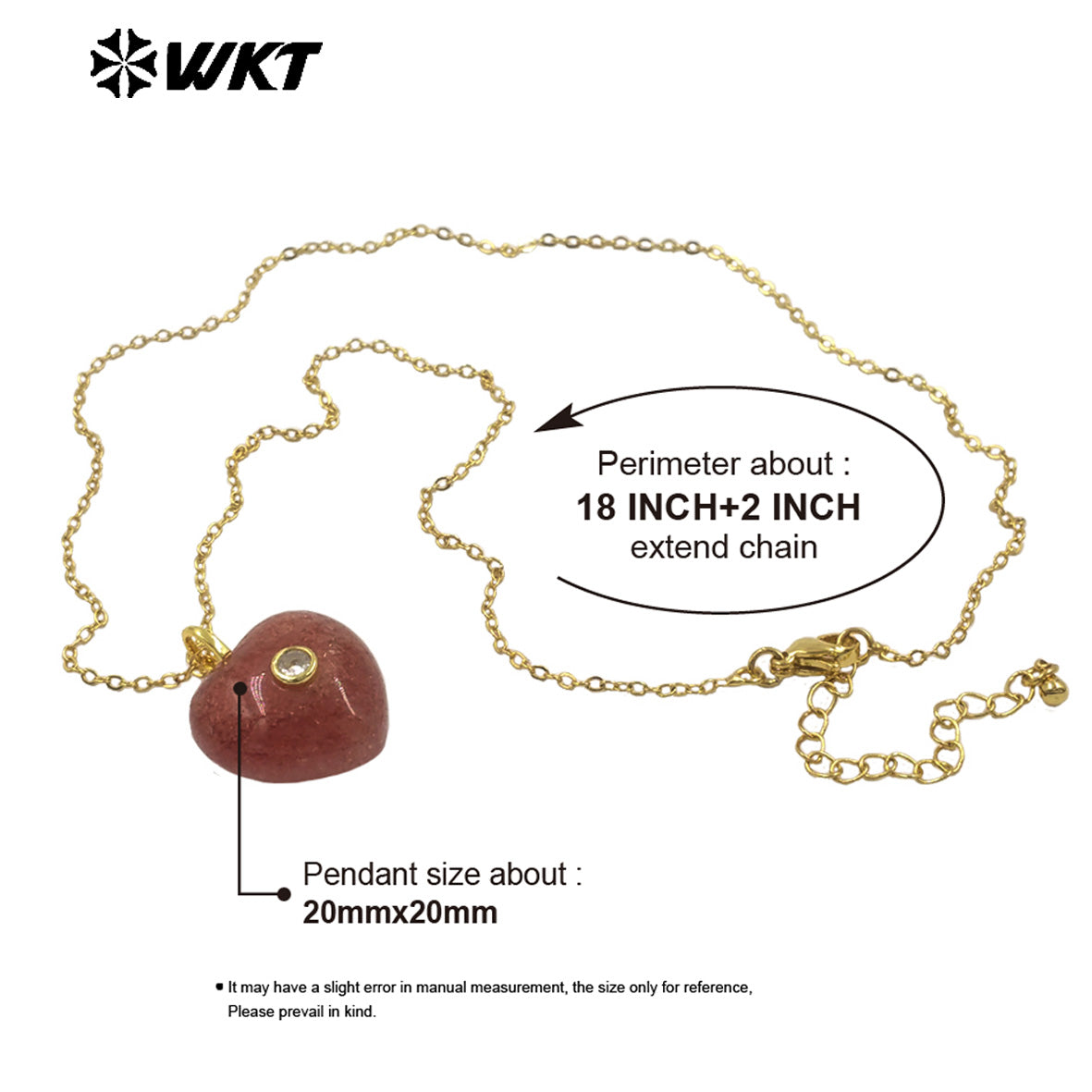 WT-N1531 Romantic Sweet Style Natural Gemstones Heart Shape Gold Charms Necklaces For Dance Party Matching Accessories