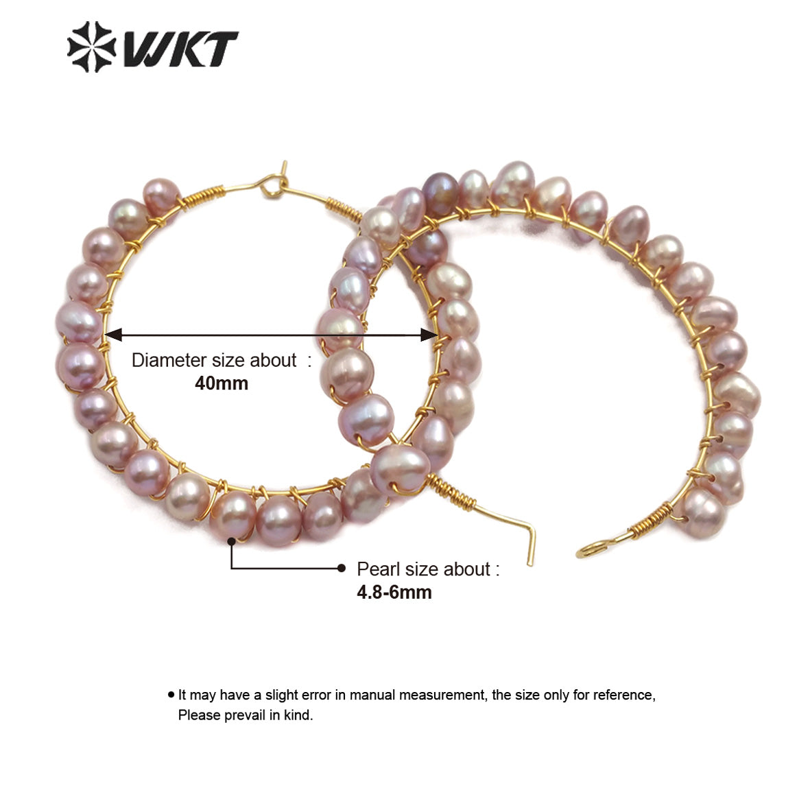 WT-E547 Natural Pearl Earring White Yellow Purple Color Round Pearl Earring Garland Shape Beautiful Earring Wedding Jewelry